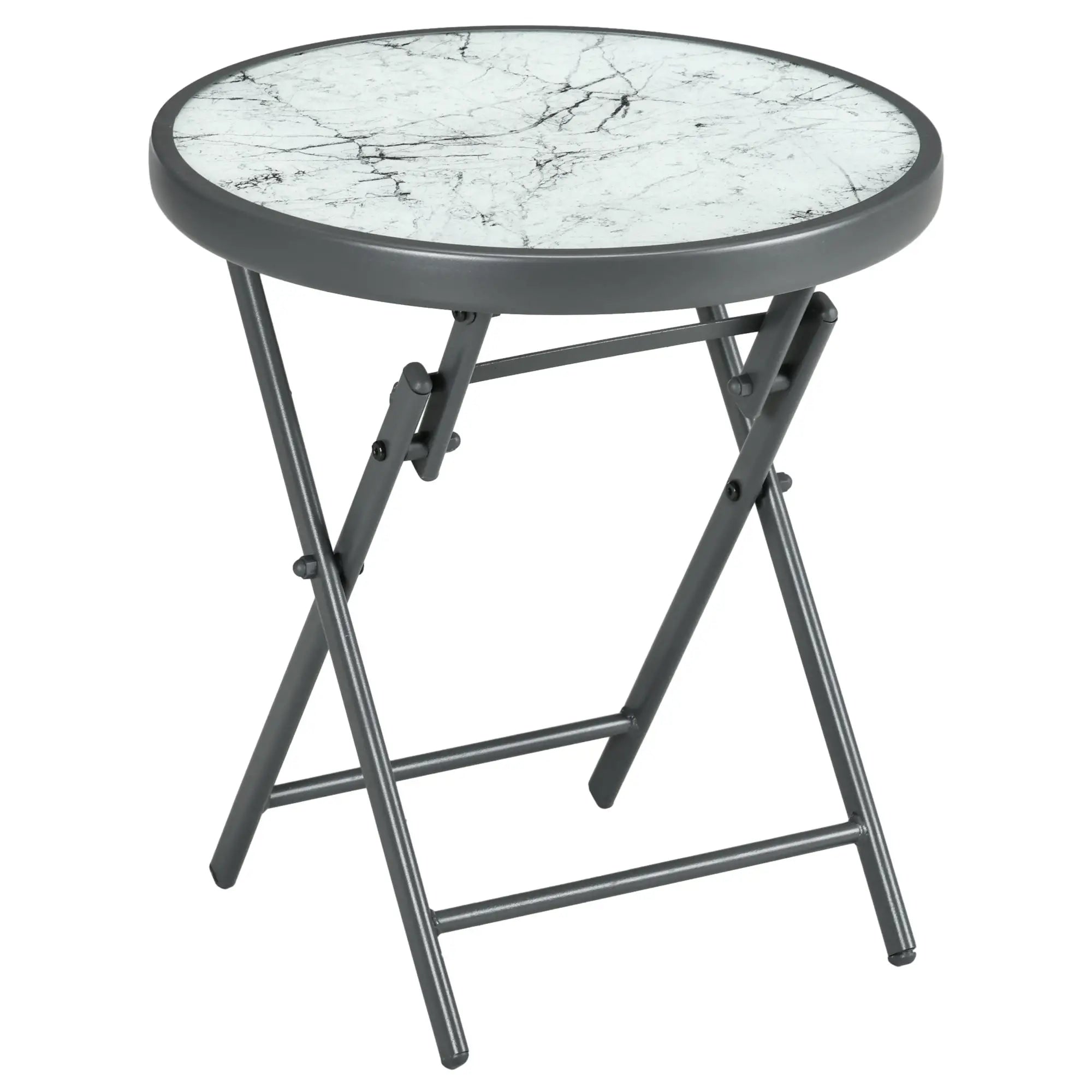 Outsunny Gartentisch klappbar Outdoor Beistelltisch weiß