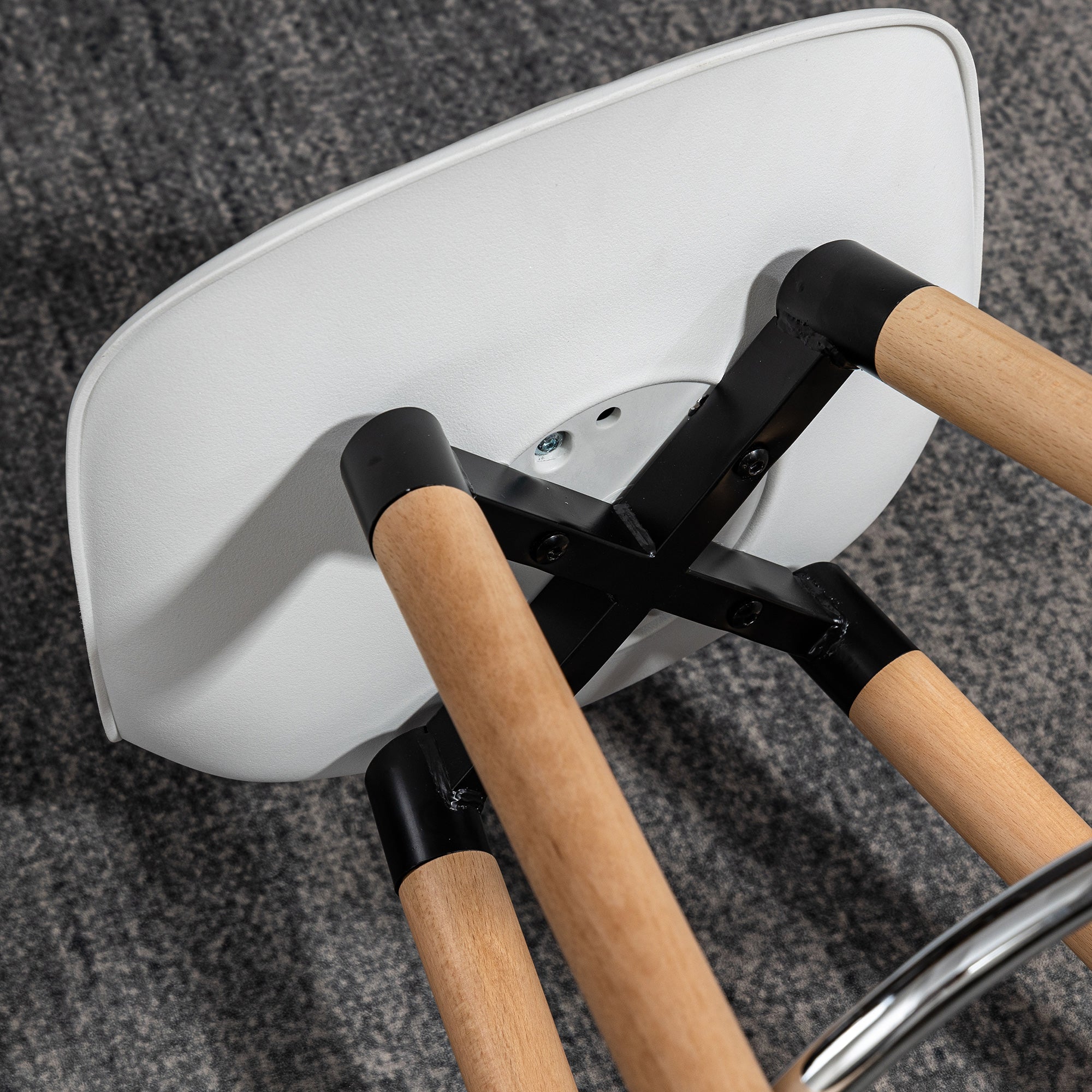 HOMCOM 2er-Set Barhocker Barstühle Skandi-Design, Fußtstütze, 38,5 cm x 42,5 cm x 91 cm, Natur + Weiß