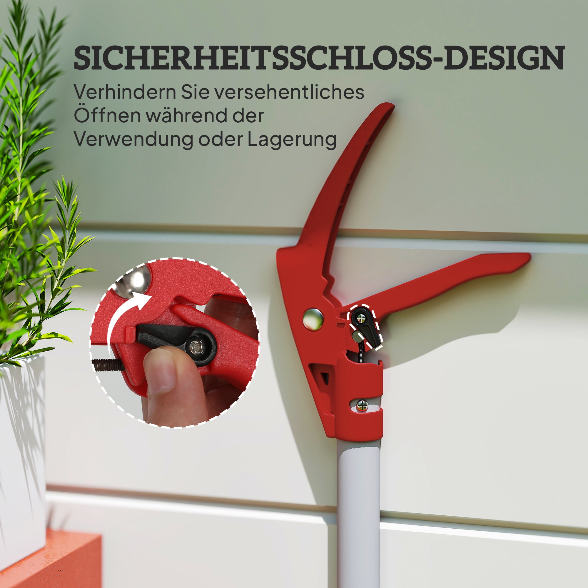 Outsunny 1,8 m Baumschere, Astscheren zum Schneiden, Gartenschneider mit Aluminiumgriff, Langstielige Gartenschere, Rot