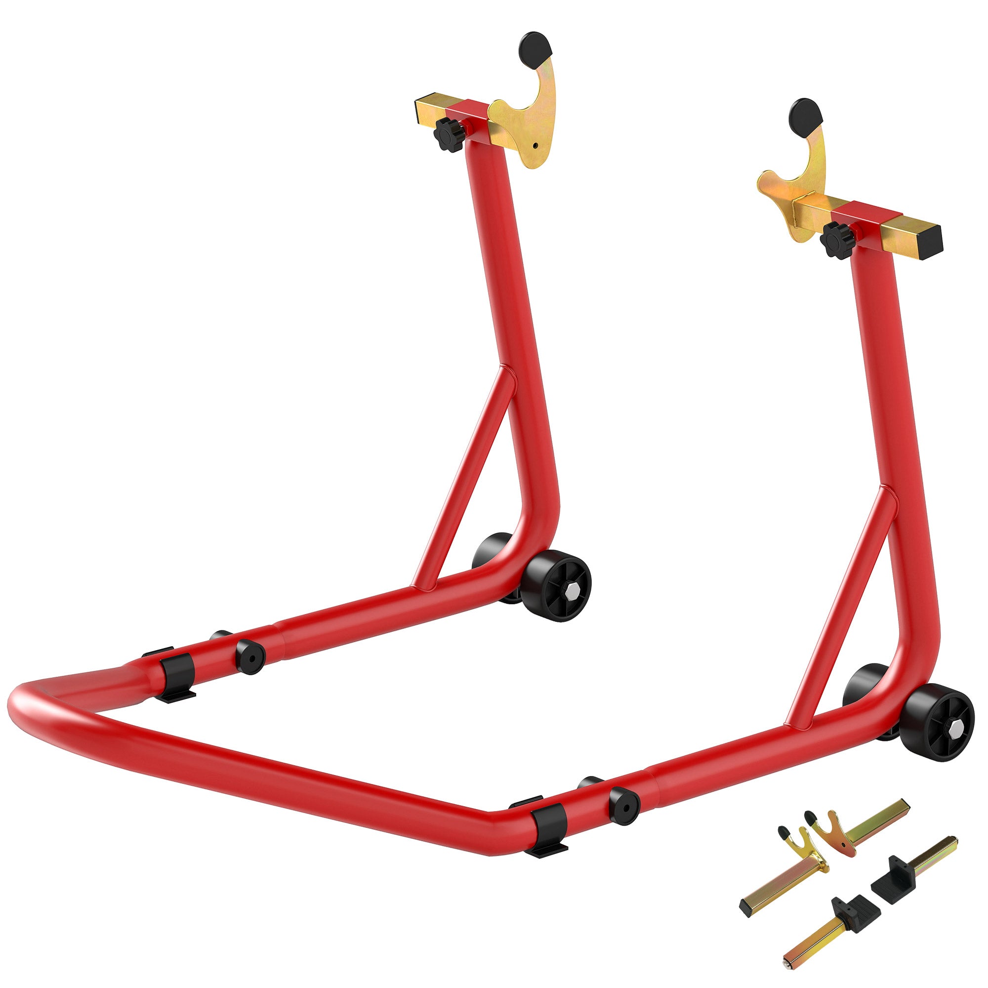 HOMCOM Motorradständer Set vorne/hinten Montageständer Motorradheber bis 544 kg Stahl Rot