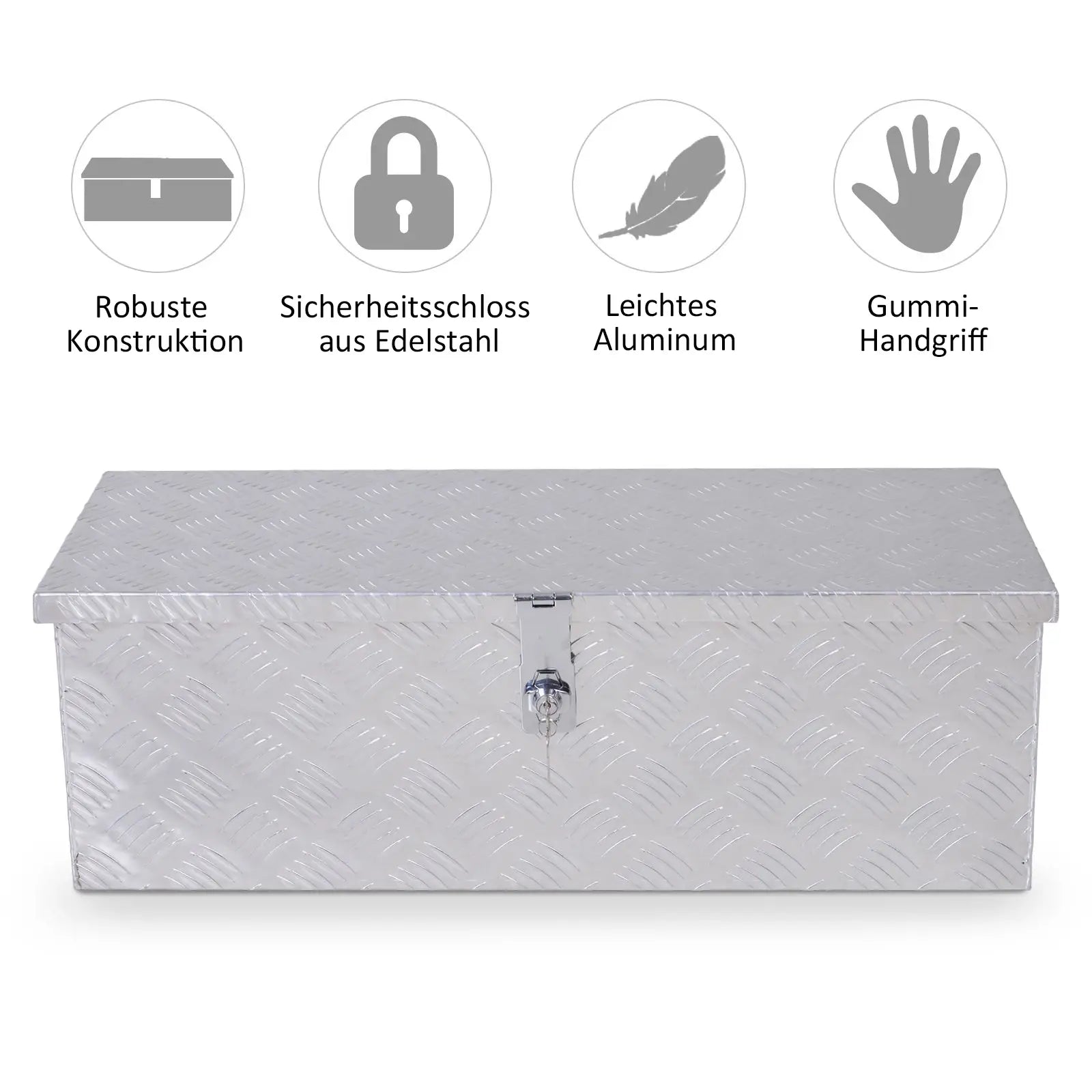 HOMCOM Gerätekasten, Werkzeugkiste, mit Schloss, zwei Tragegriffe, Aluminium, 76 x 33 x 25 cm
