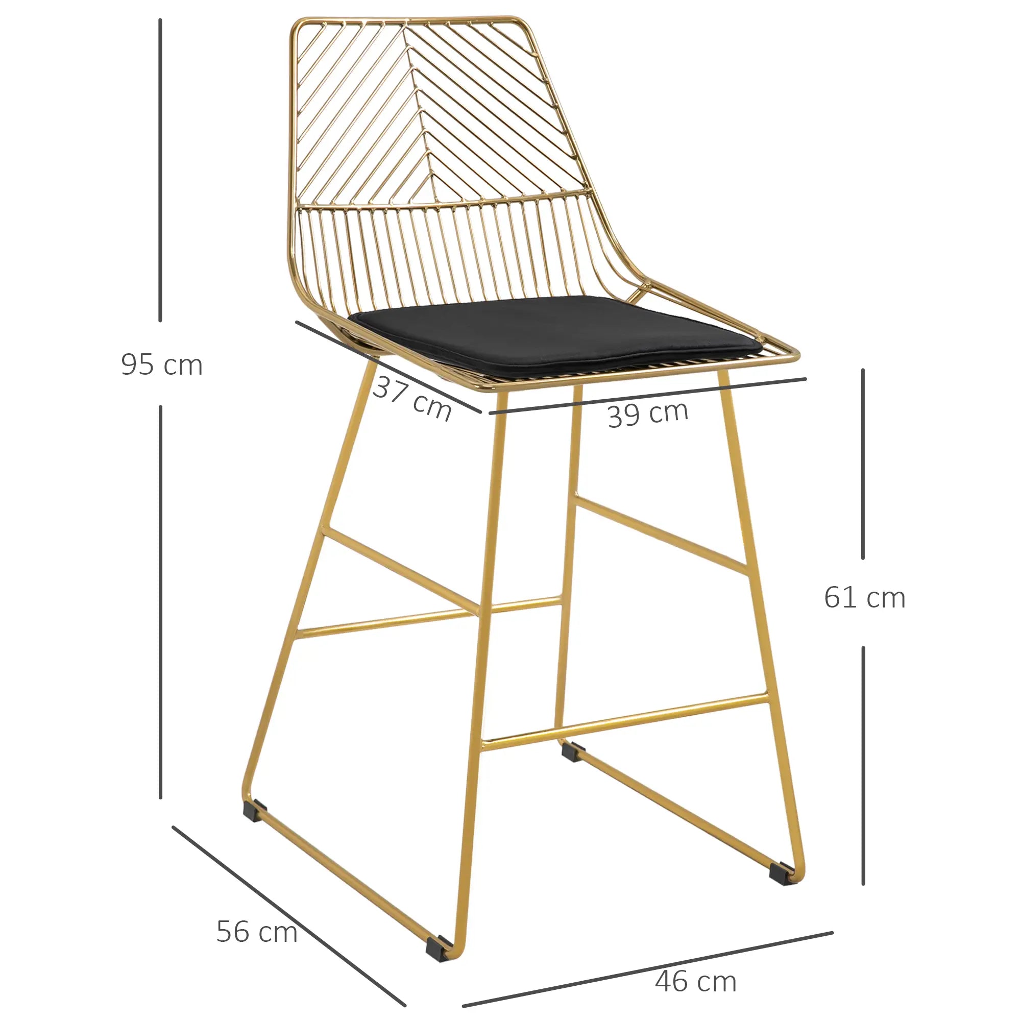 HOMCOM Barhocker 2er-Set geometrisches Design abnehmbare Kissen