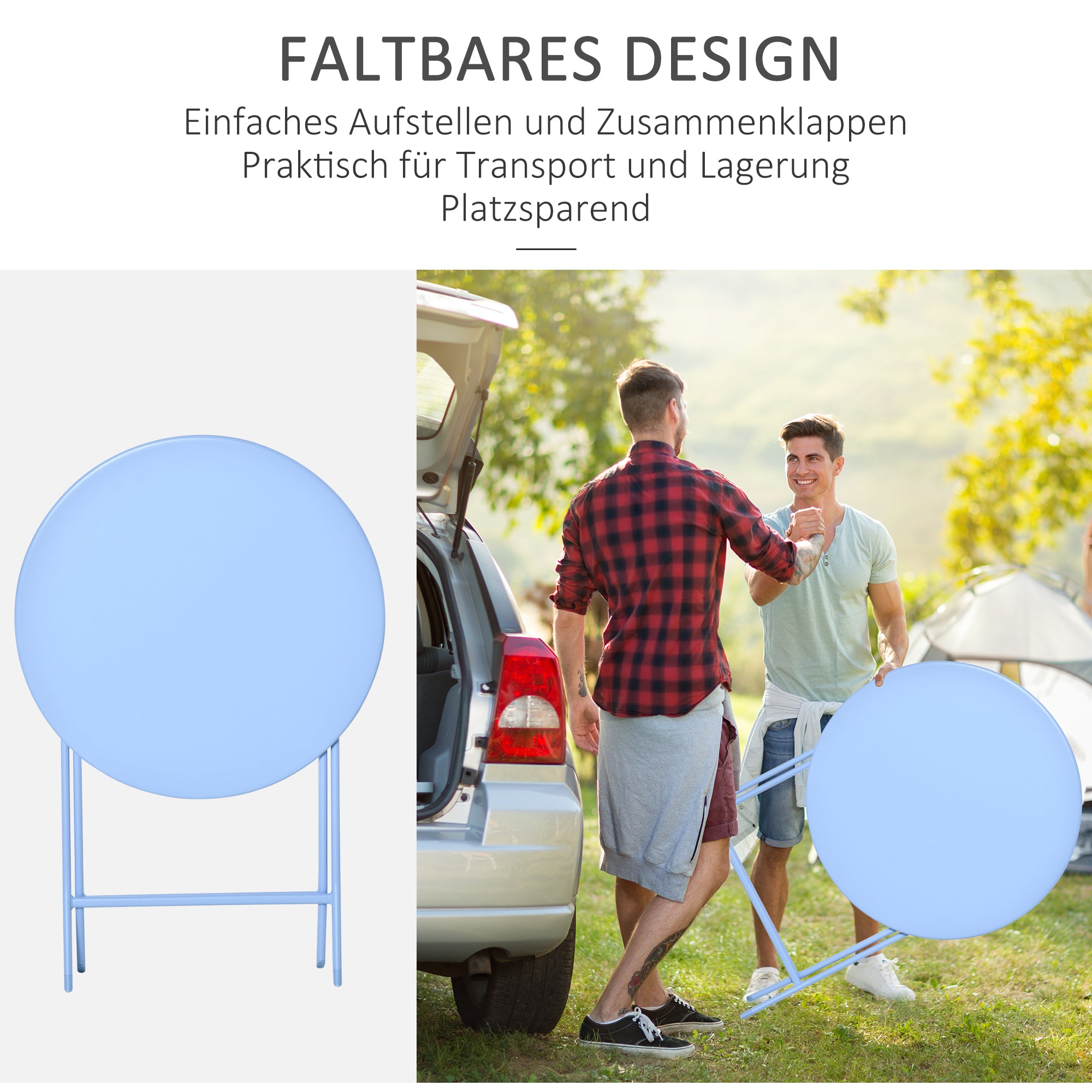 Outsunny Bistroset für 2 Personen Balkonmöbel Set patio Hof Garten Hellblau