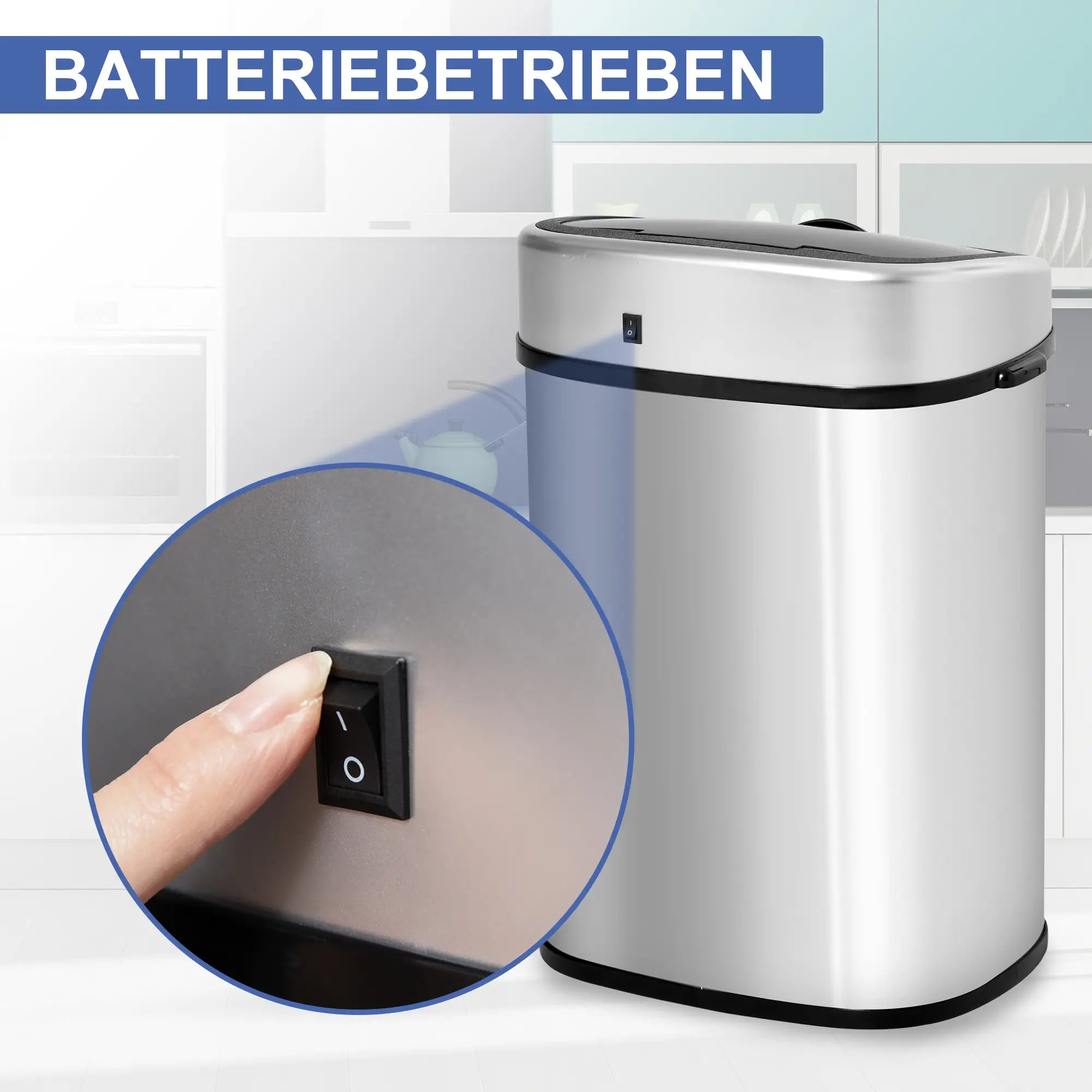 HOMCOM Mülleimer mit Sensor 48L Automatik Abfalleimer mit Bewegungssensor, Wasserdichter Abfallbehälter aus Edelstahl für Küche, Büro, Schlafzimmer Silber