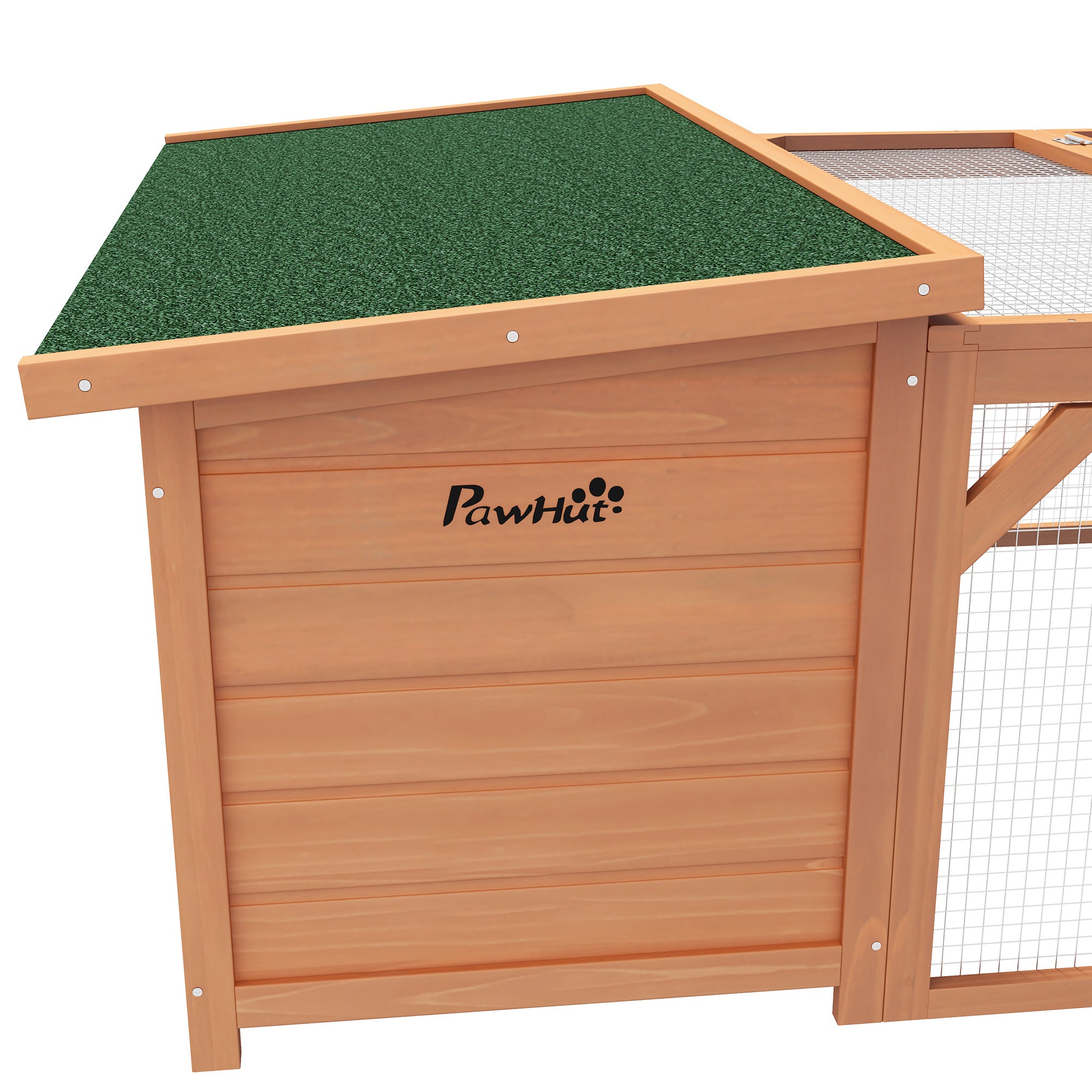 PawHut Kleintierstall mit Freigehege, herausnehmbare Bodenwanne, wetterbeständig, 125,5 cm x 100 c x 49 cm Grün + Natur