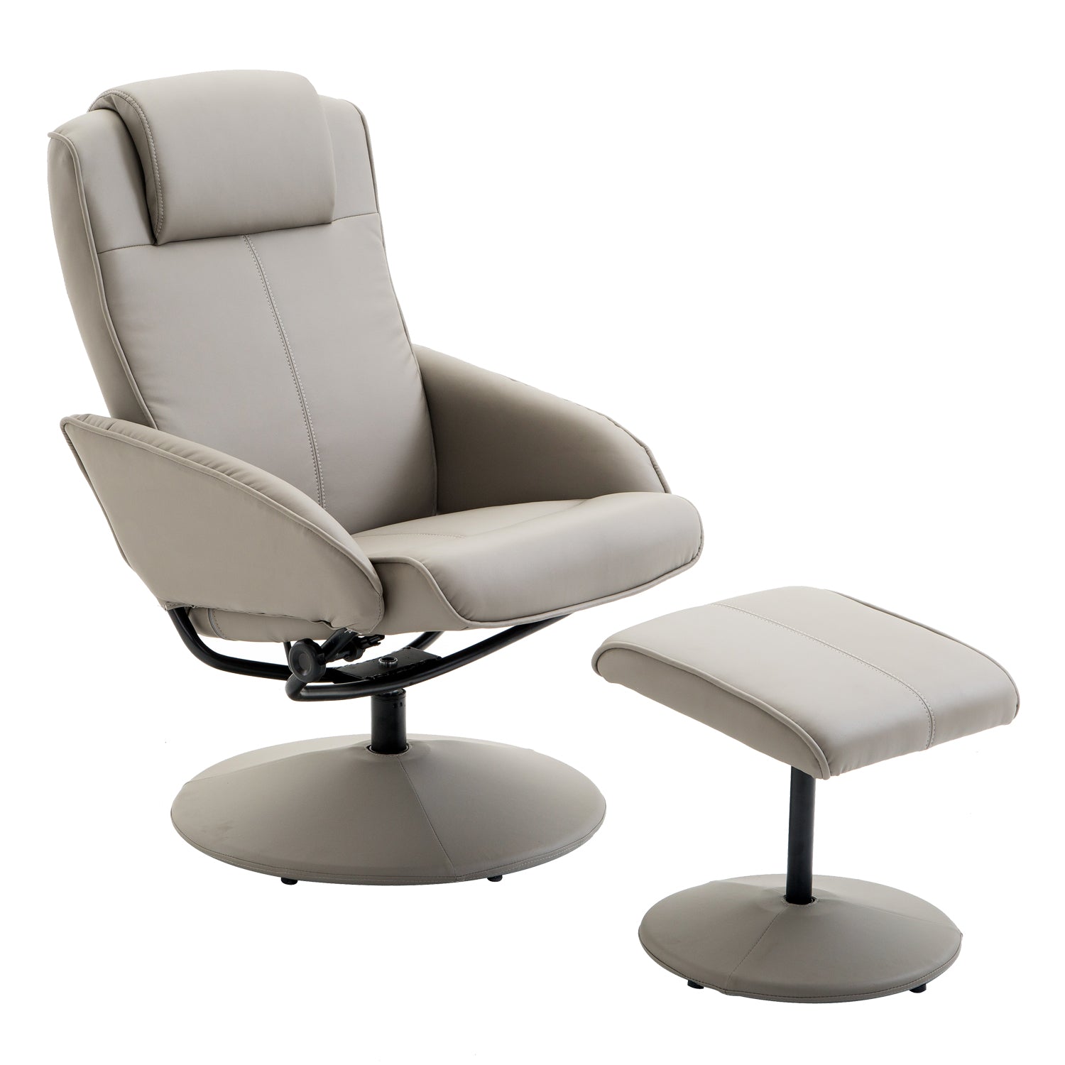 HOMCOM Relaxsessel mit Hocker ergonomisch neigbar Kunstleder Grau