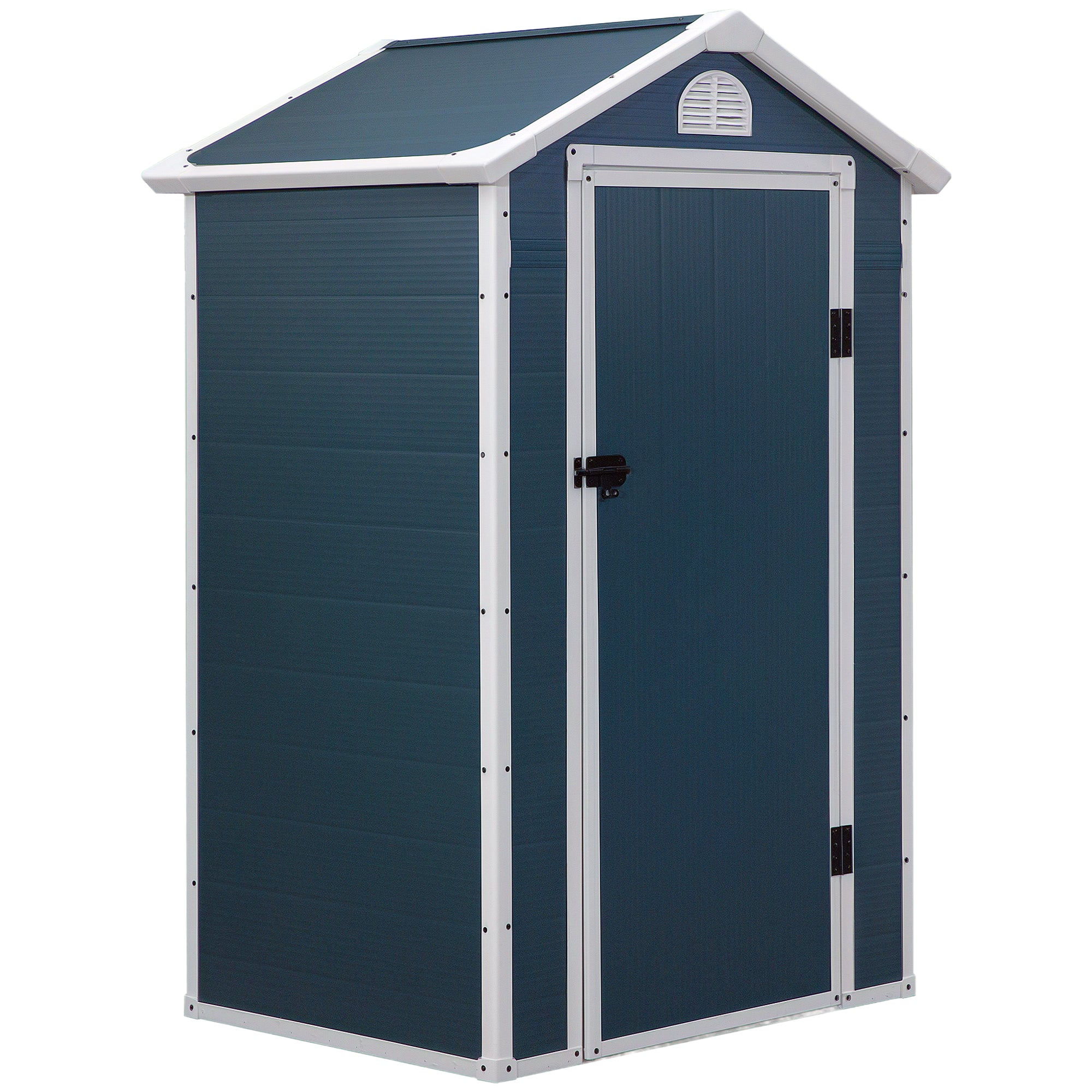 Outsunny Gerätehaus 1,9m² 134x104x204cm Geräteschuppen mit Satteldach Tür wetterfest Gartenhaus Outdoor Garten Schuppen Schrank für Hinterhof Außenbereich Dunkelgrau