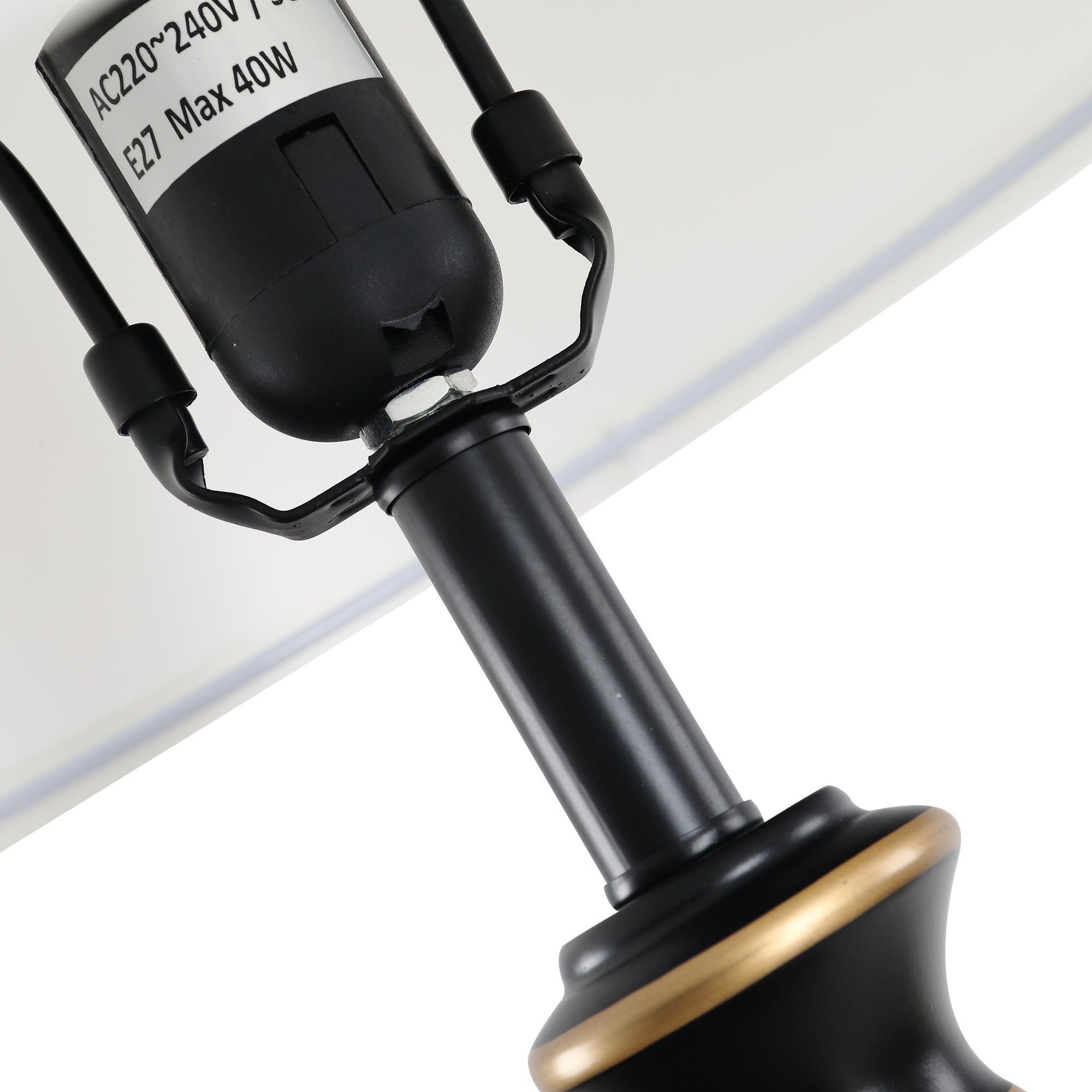 HOMCOM 3er-Lampenset 2 Tischlampe(ø30 x 62H cm) + 1 Stehlampe(ø38 x 158H cm)  Vintage, Schwarz+Weiß, Metall, PS, Polyester, Baumwolle E27 Lampensockel