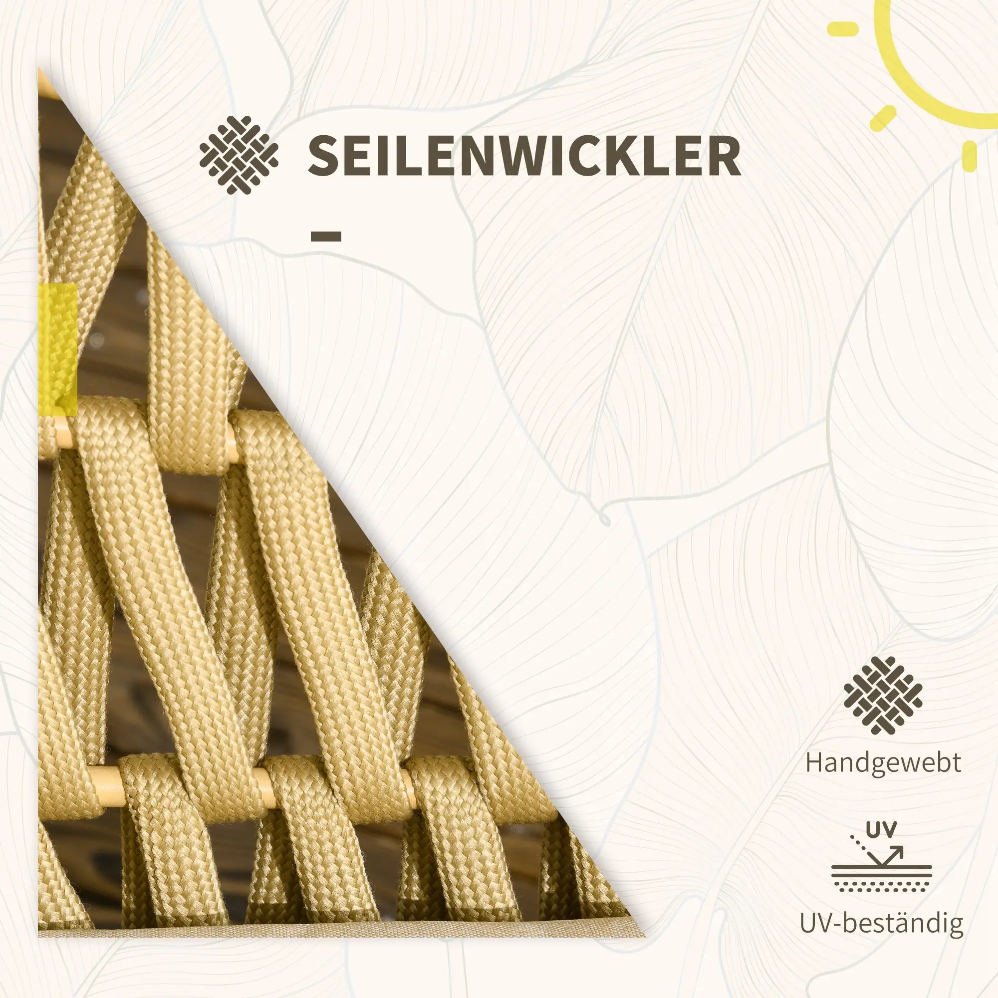 Outsunny Gartenmöbel-Set, 4-teilig, Tisch mit Glasplatte, inkl. Sitzkissen, wetterfest, Khaki