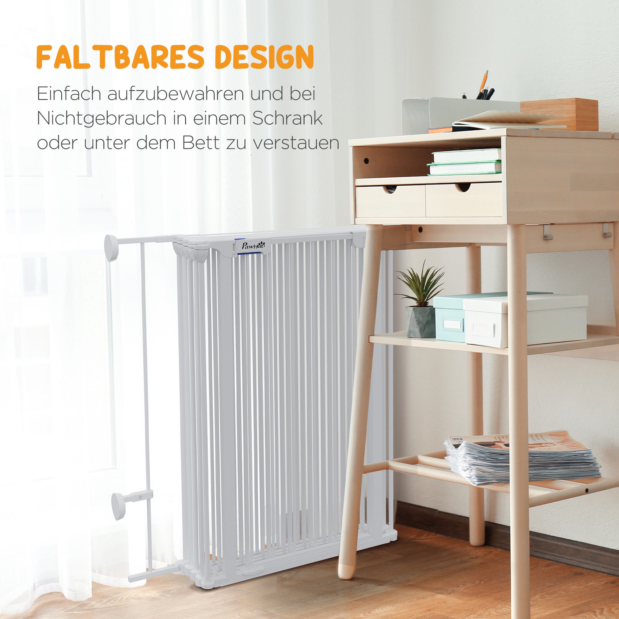 PawHut 2-in-1 Welpenauslauf und Absperrgitter, 8 Paneele, verriegelbare Tür, Stahl, 90 cm Höhe, weiß