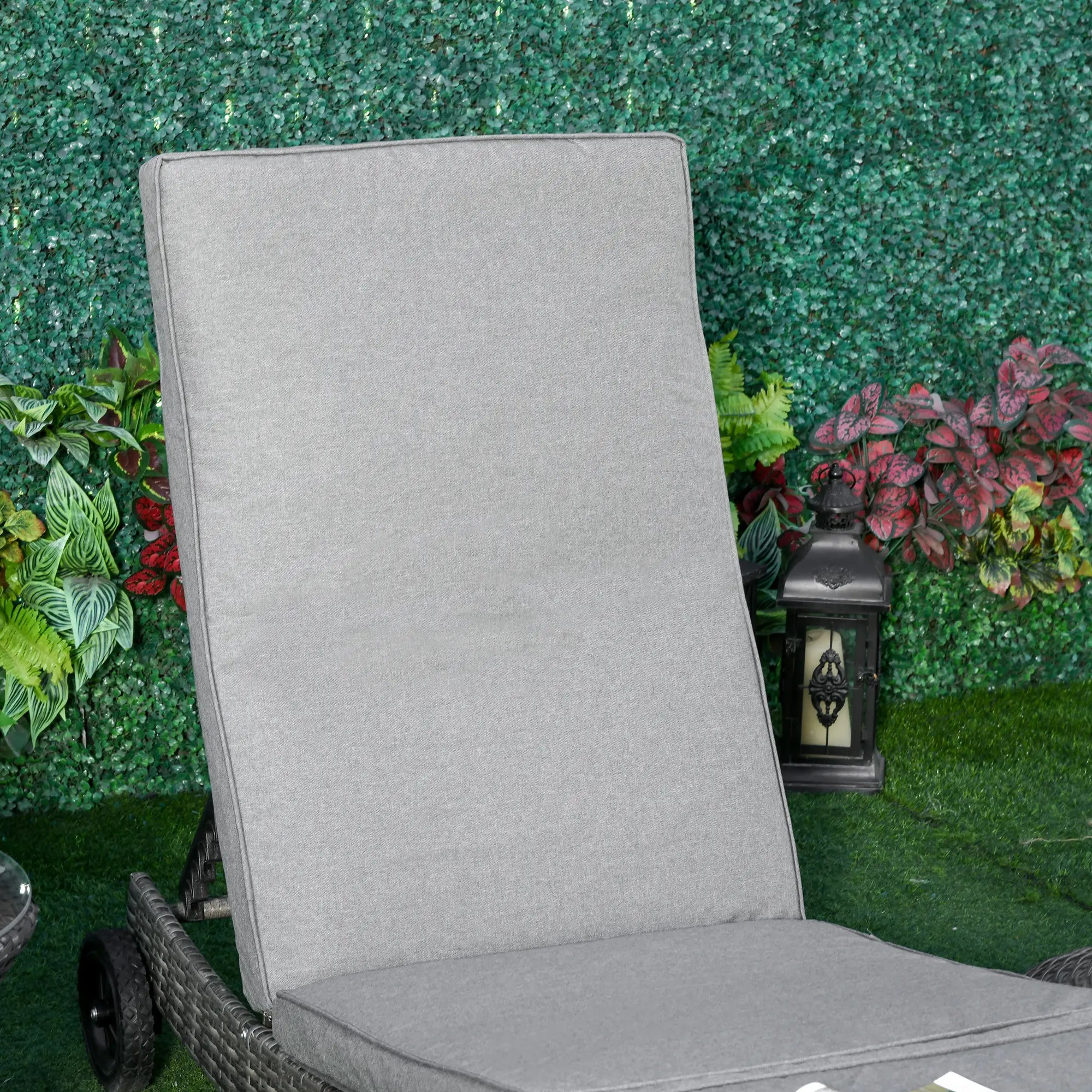 Outsunny Sonnenliege Polyrattan verstellbar mit Rollen grau