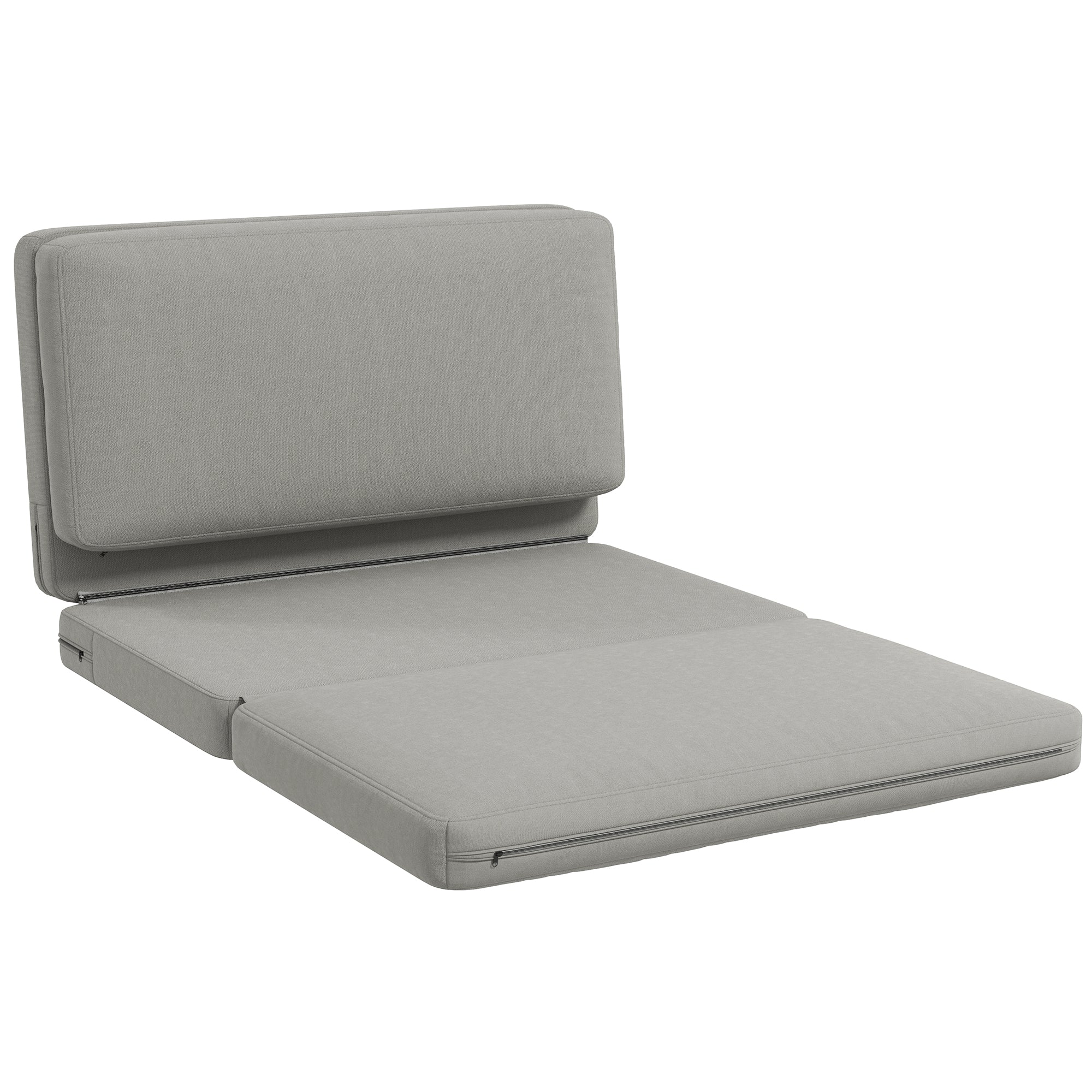 HOMCOM 2-in-1 faltbarer Relaxsessel, Gästematratze, teilbar, 120 cm breit, Hellgrau