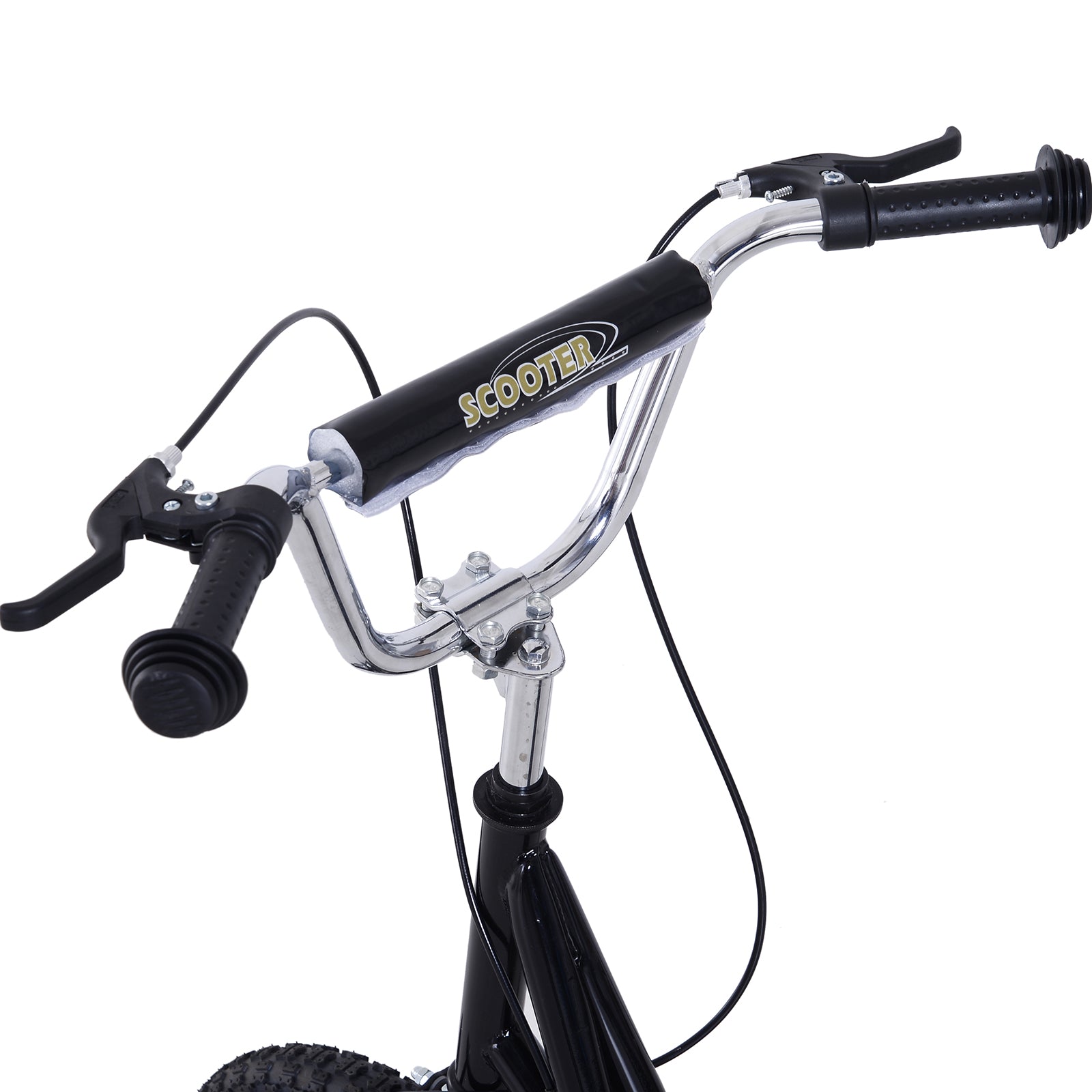 HOMCOM Kinderroller 16/12 Zoll Scooter Tretroller mit Bremsen Cityroller Kickboard Kinder Roller für 5+ Jahre Kinder Schwarz 135 x 58 x 92-100 cm