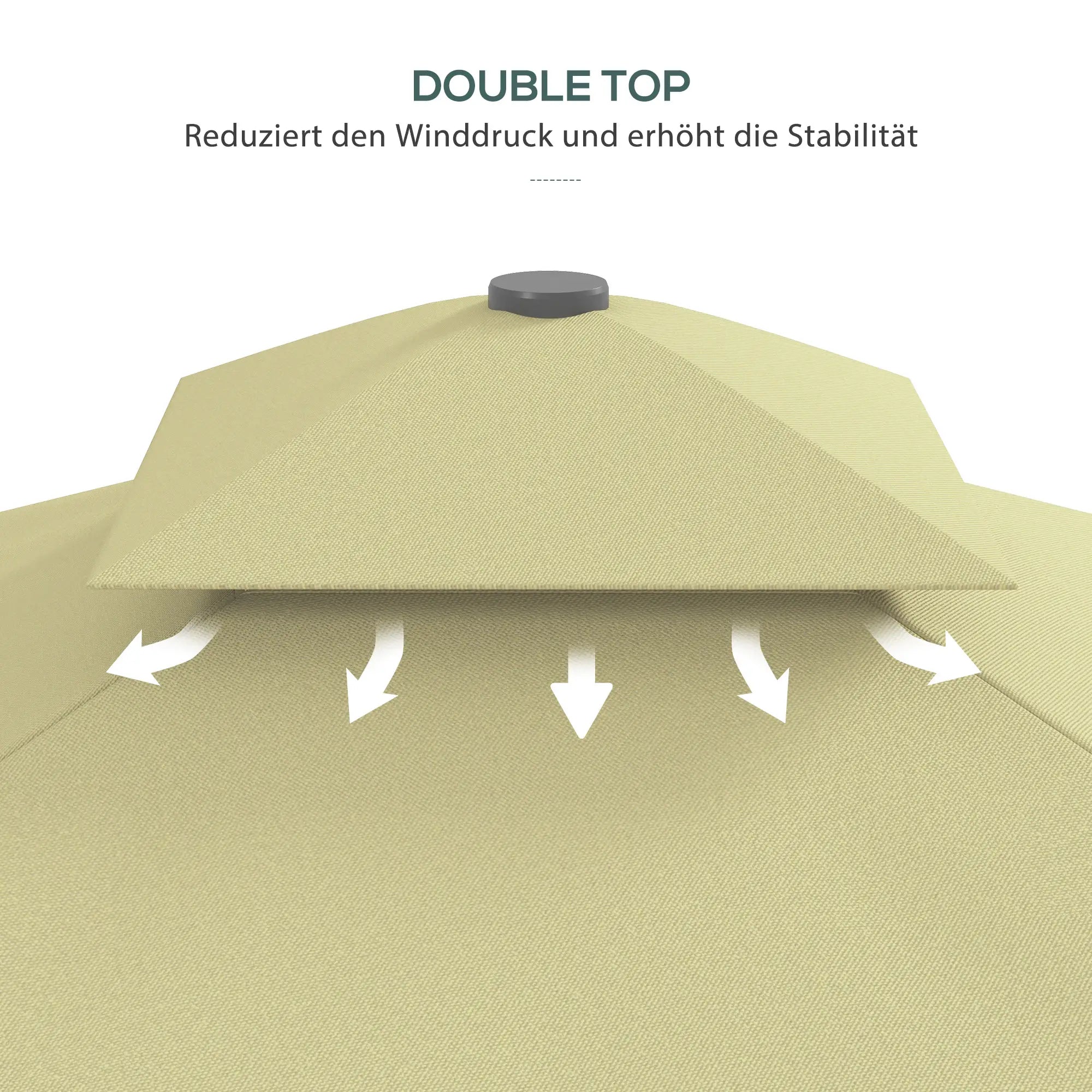 Outsunny Gartenschirm, Ampelschirm, dekorativer Rand, Lüftungsdach, Metallgestell, 2,4x2,4x2,6m, Beige
