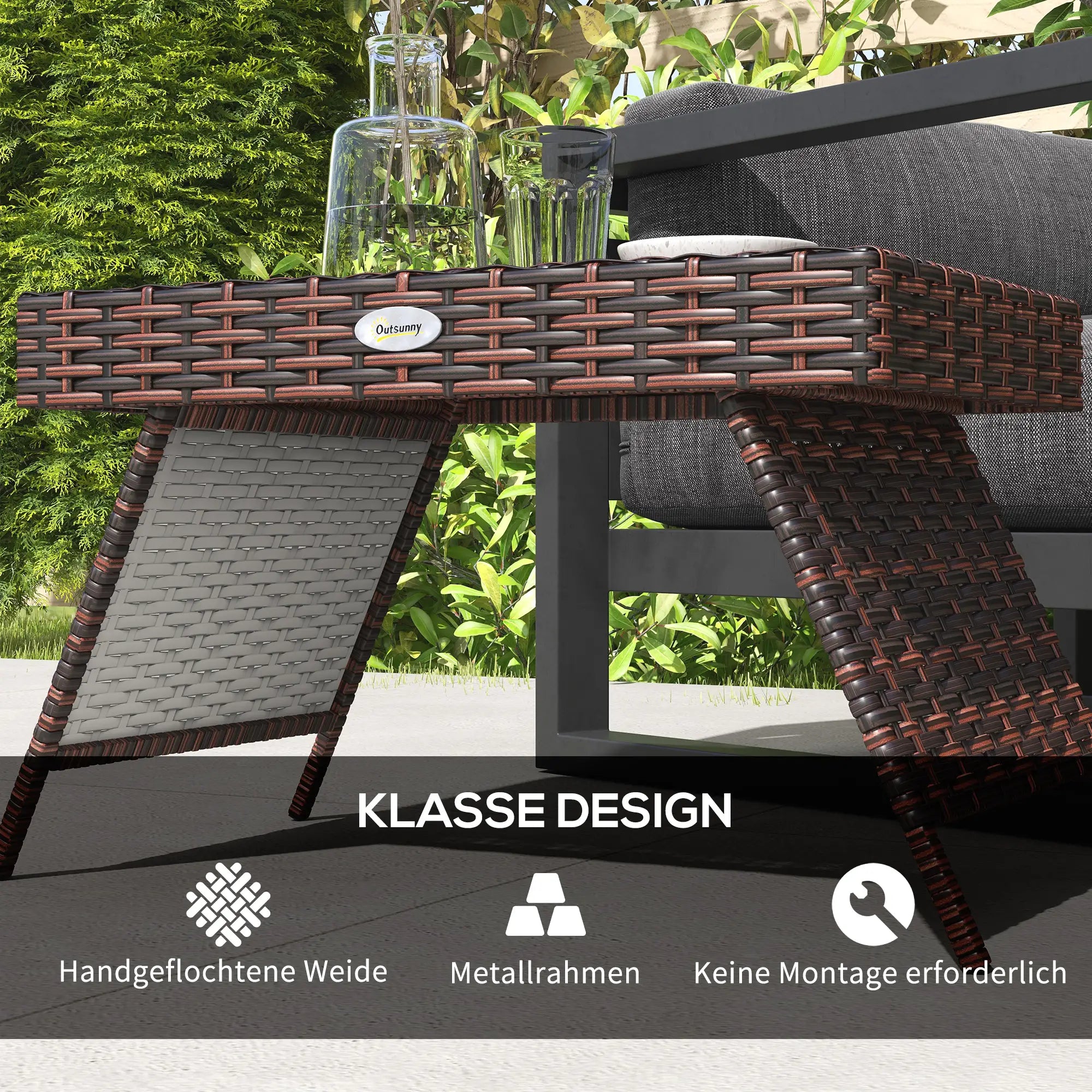Wetterfester Rattan-Klapptisch 60x41?cm, Braun