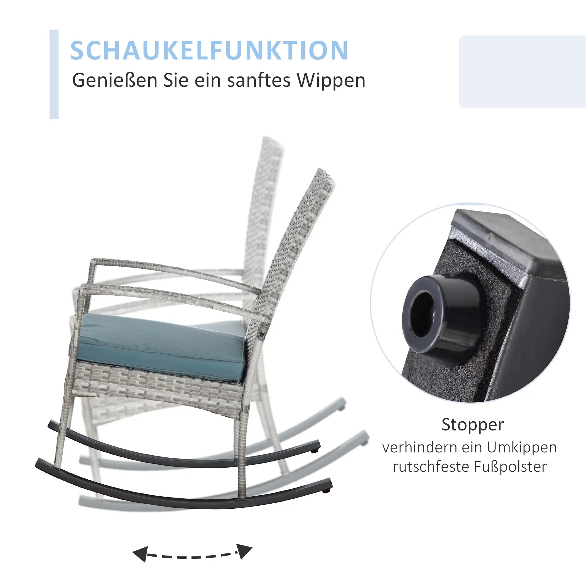 Outsunny Gartenschaukelstuhl Polyrattan Outdoor Handgefertigt