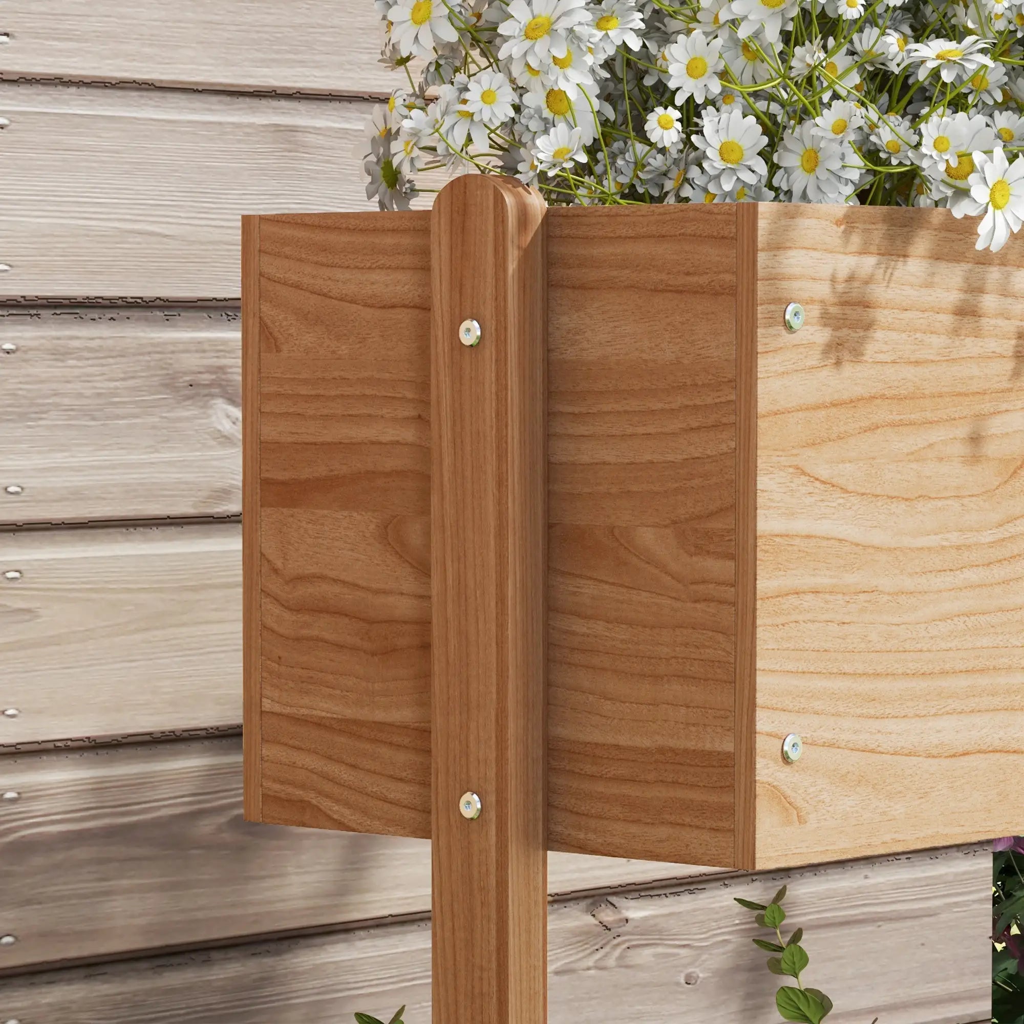 3-stufiges Hochbeet aus Holz mit Vlies, Natur 108?cm