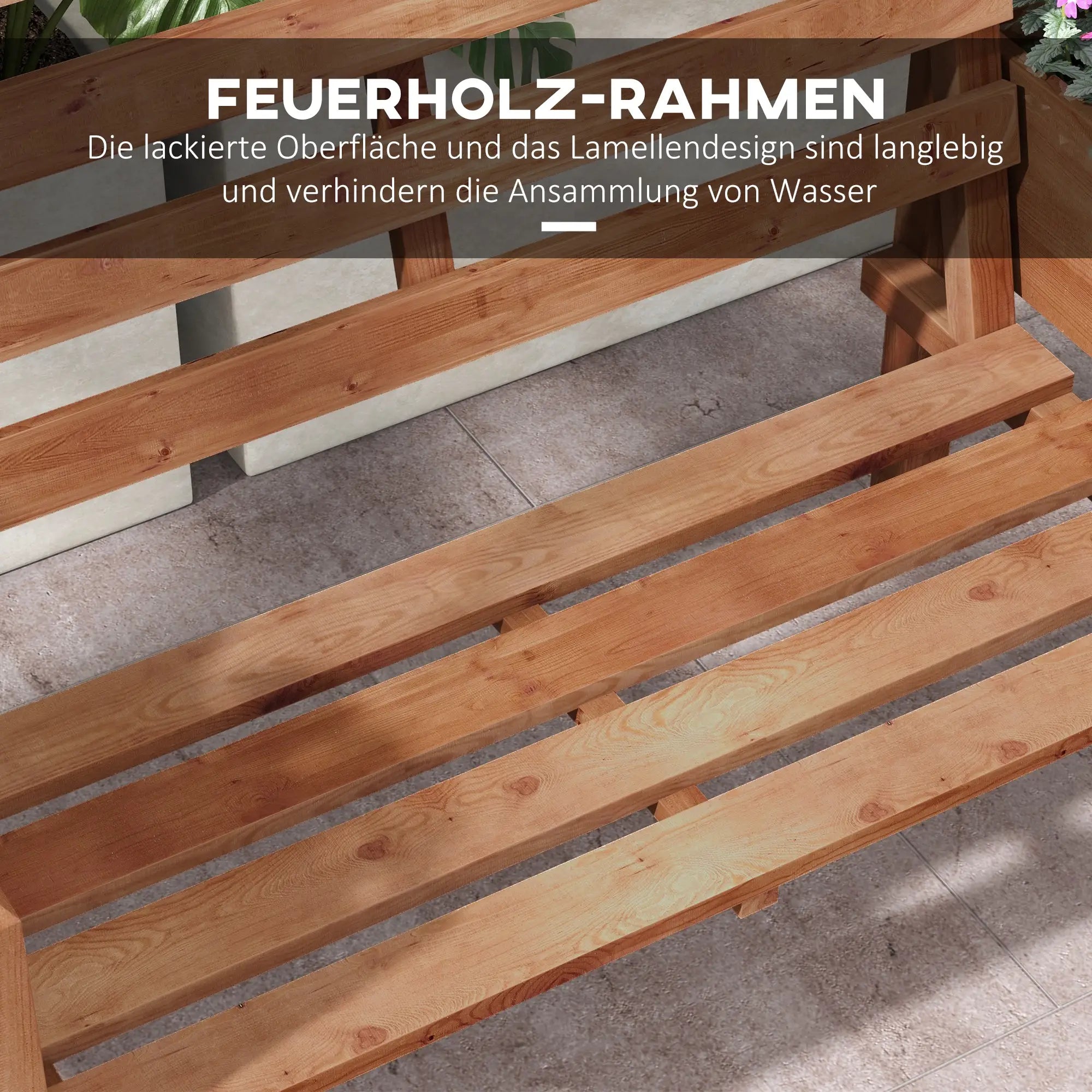 Outsunny 2-Sitzer Gartenbank mit Blumenkästen aus Tannenholz