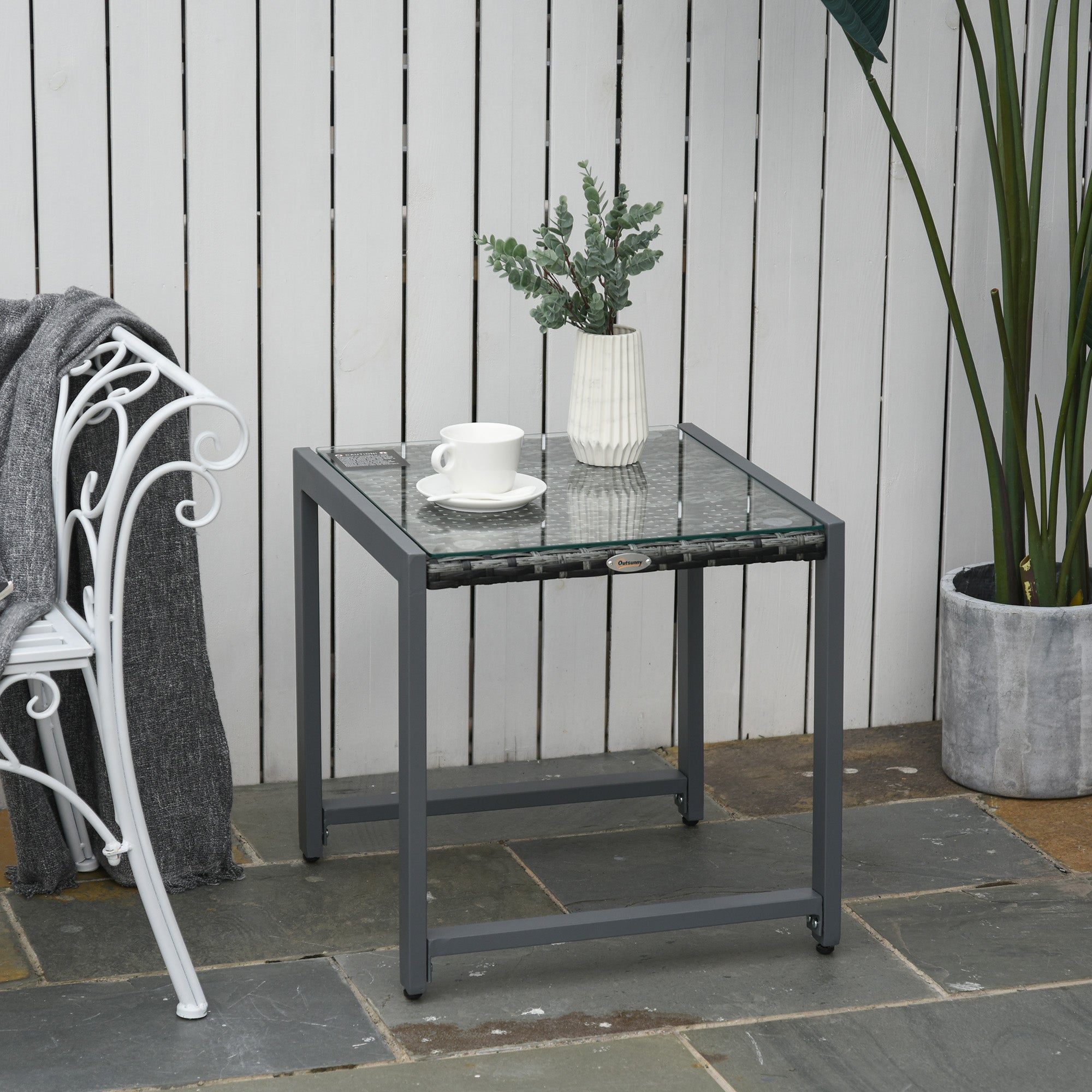 Outsunny Gartentisch Beistelltisch wetterfest flexibel Aluminium