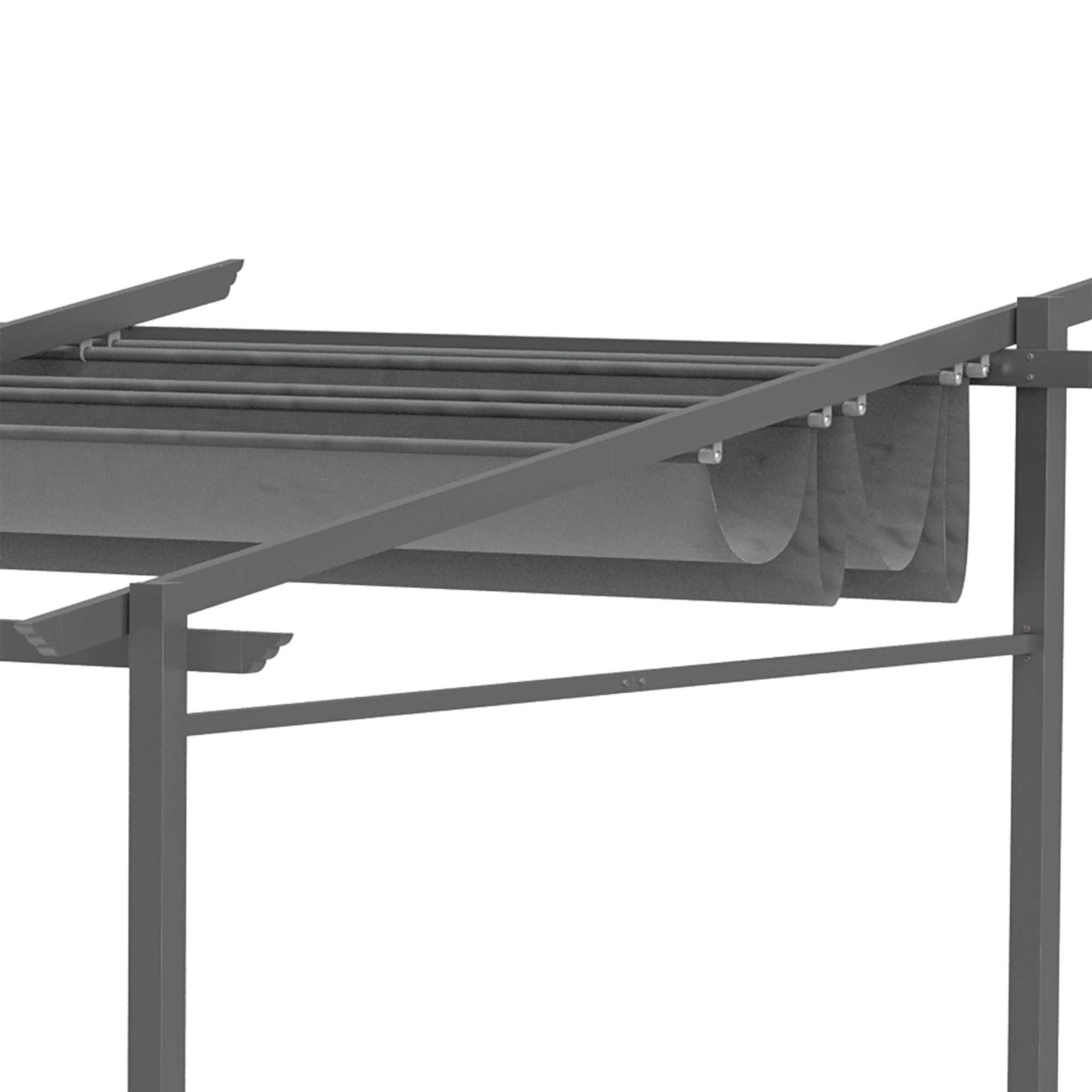 Outsunny Pergola, inklusive Befestigungsmaterial, ausziehbares Dach, 3,97 m x 2,95 m x 2,3 m, Dunkelgrau