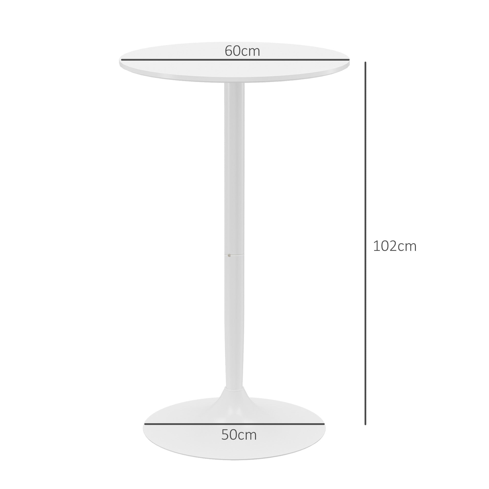 HOMCOM Bartisch Stehtisch, Tisch für 2 Personen, 60 x 60 x 102 cm, Weiß