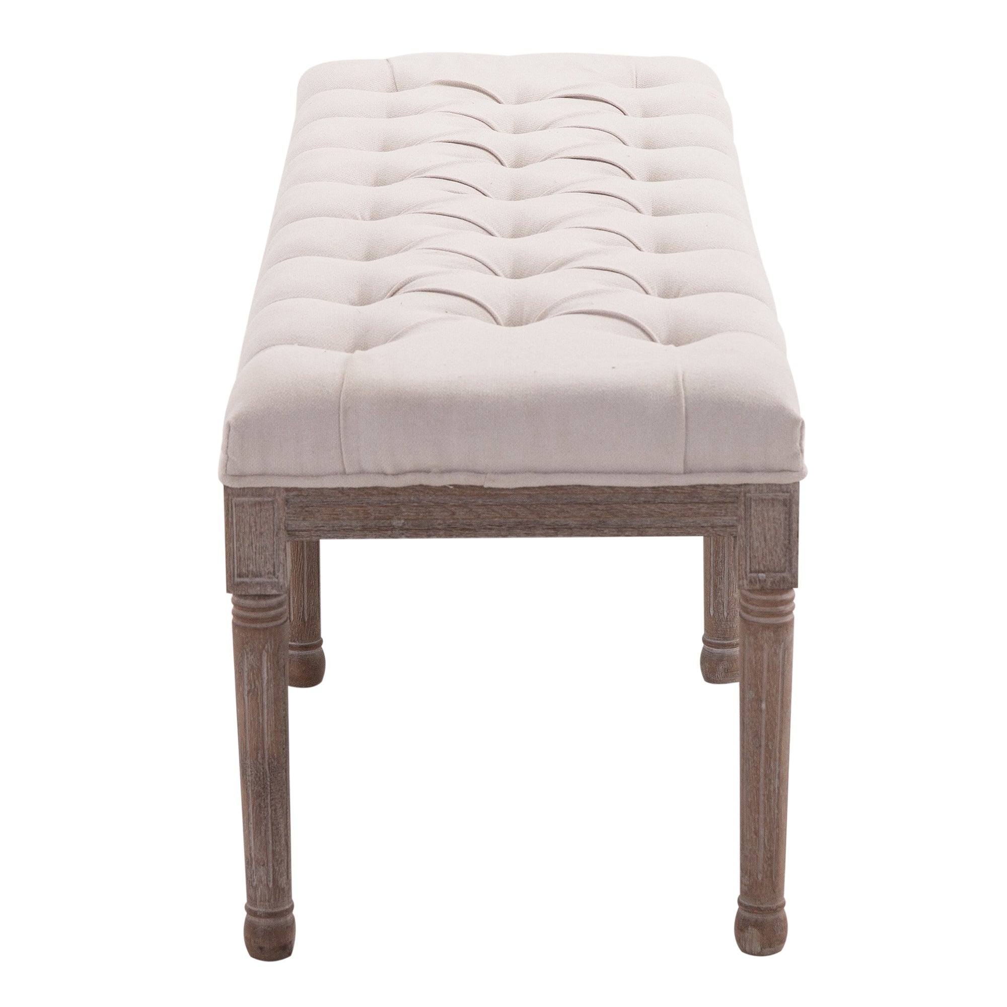 HOMCOM Polsterbank Sitzbank Lounge Sitzhocker Vintage Retro mit Knöpfen Leinen + Holz beige 142 x 47 x 51 cm