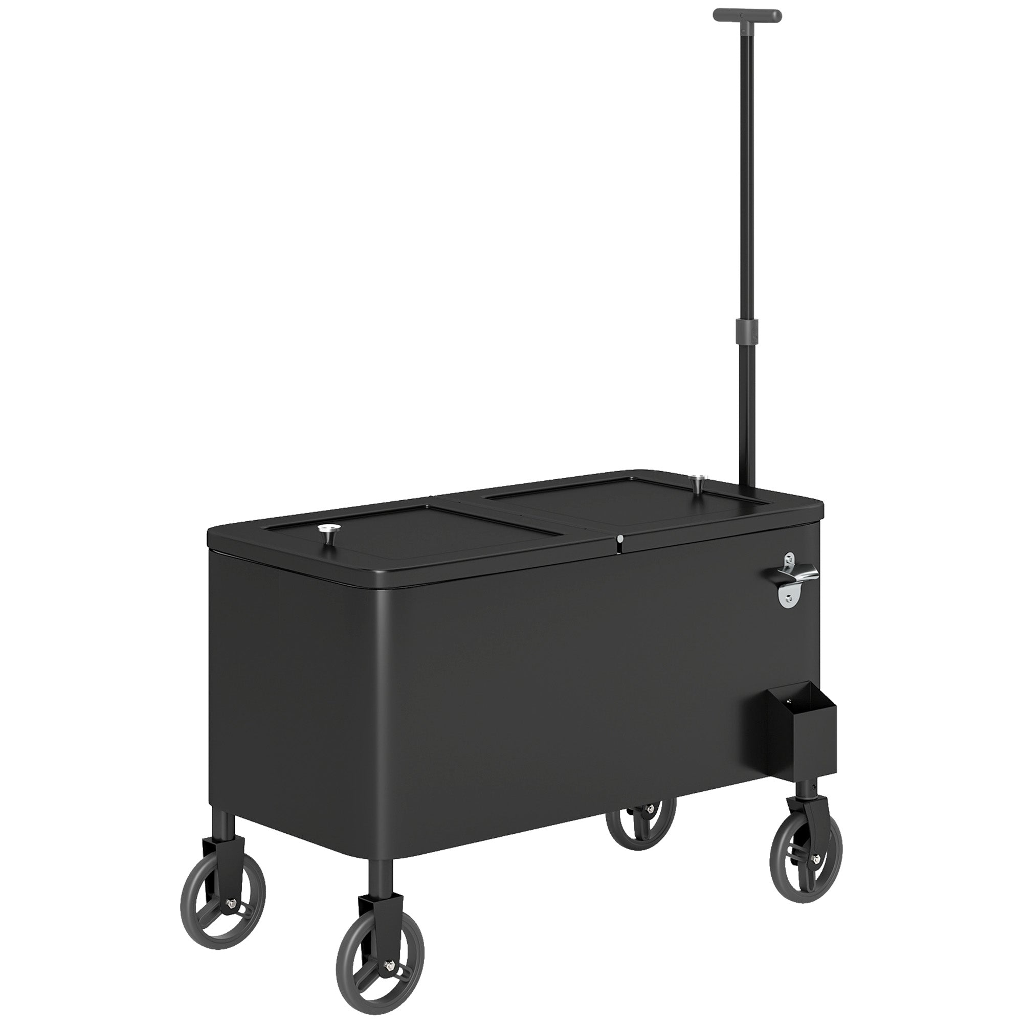 Outsunny 76L Kühlwagen Servierwagen mit Rädern Flaschenöffner Deckel Griffe Fahrbare Kühlbox Schwarz
