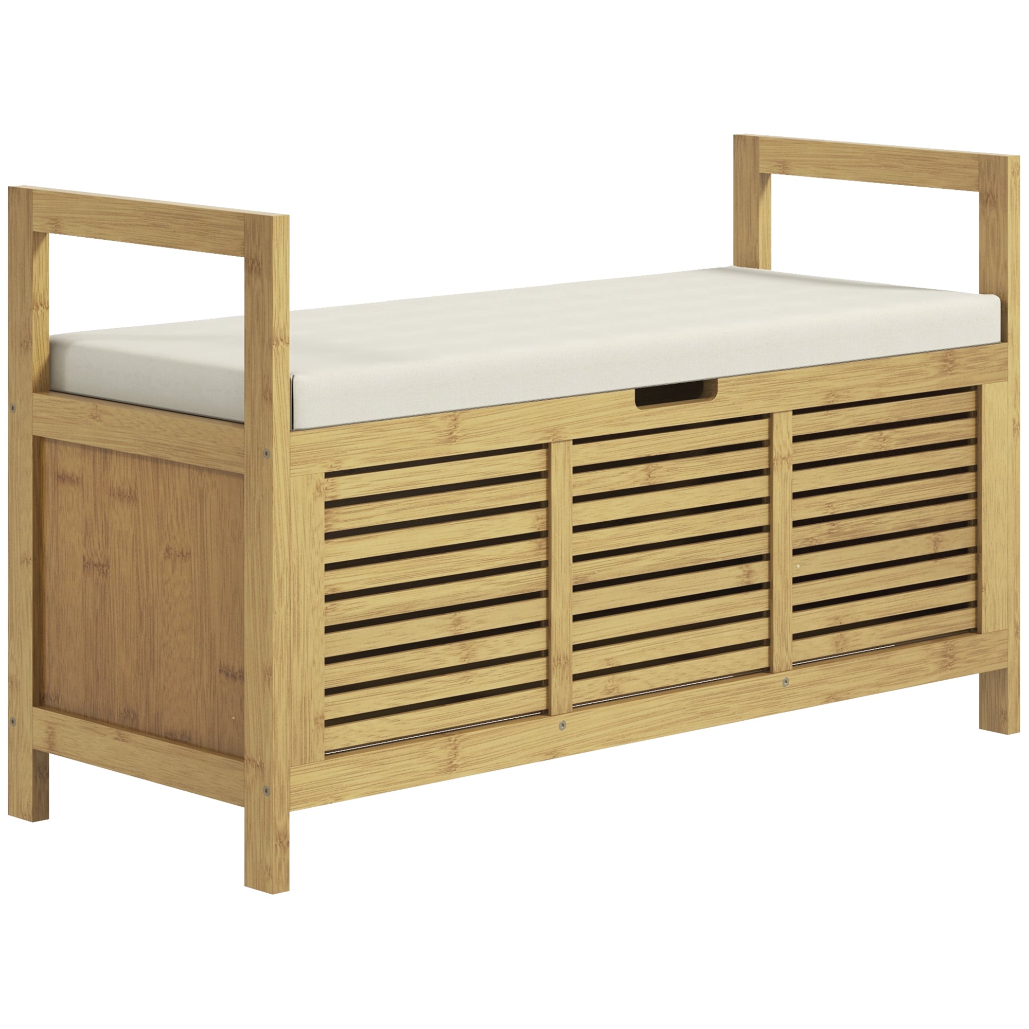 HOMCOM Schuhablage mit Stauraum, Schuhbank, weiche Sitzfläche, Bambus, 100x40x60 cm