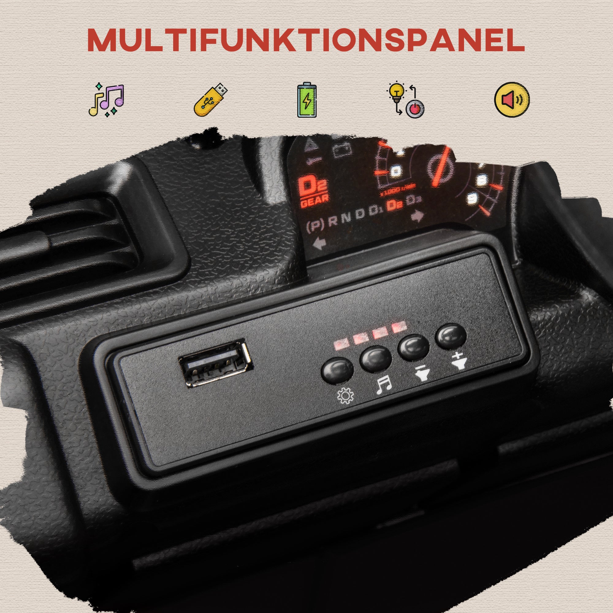 AIYAPLAY 12V Elektrisches Kinderauto, mit Anhänger, LED-Lichtern, Musik und Hupe, für Kinder im Alter von 3-8 Jahren, Schwarz