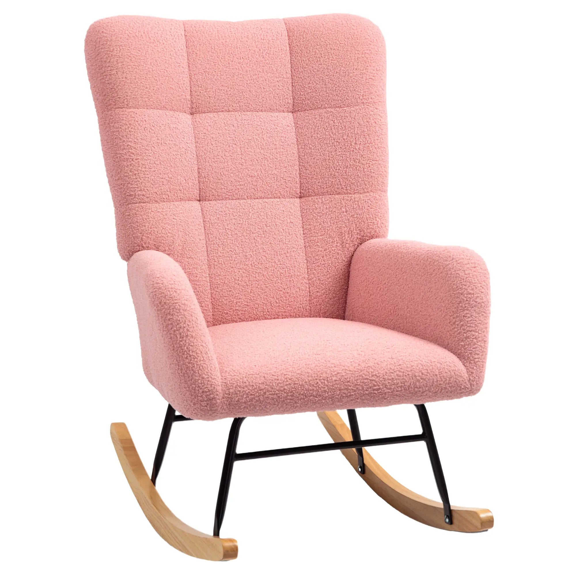 HOMCOM Schaukelstuhl, kuscheliger Bezug, dicke Polsterung, rutschfest, Rosa