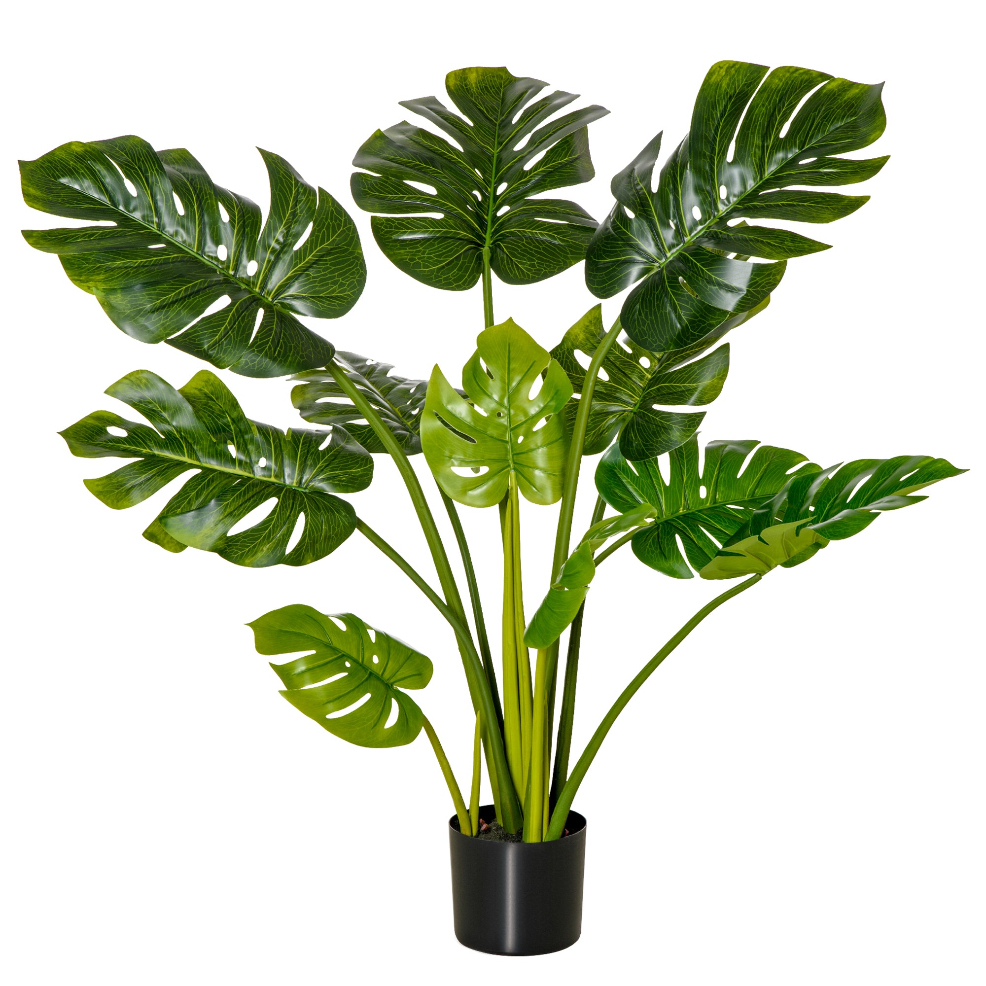 HOMCOM künstliche Pflanzen 110 cm künstlicher Monstera Kunstpflanzen im Topf Kunstbaum Zimmerpflanze Dekopflanze Büropflanze Kunststofftopf für drinnen und draußen