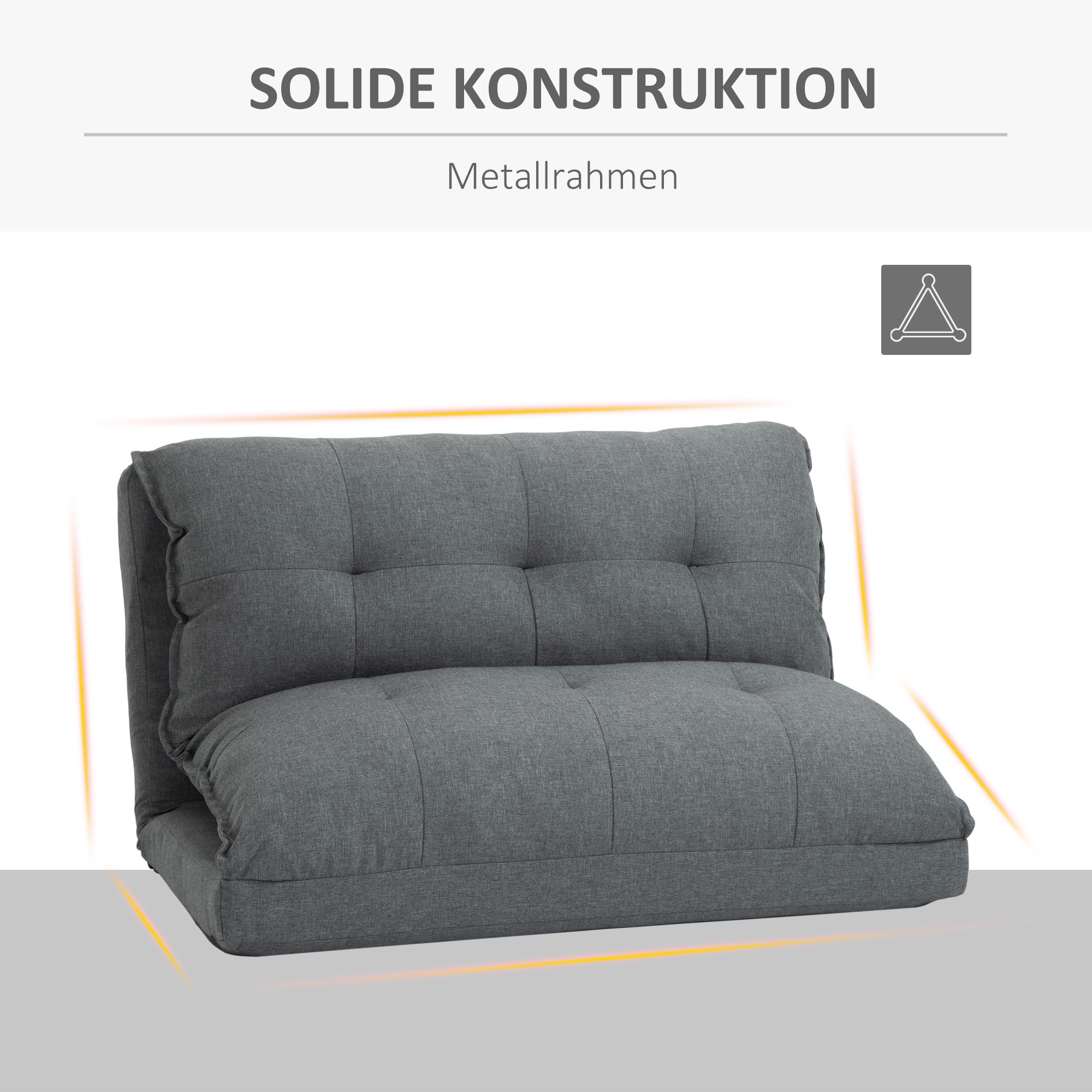 HOMCOM Tiefer Relaxsessel, 13 Positionen, Leinenoptik, Metallstruktur, 100 x 71 x 54 cm, Grau