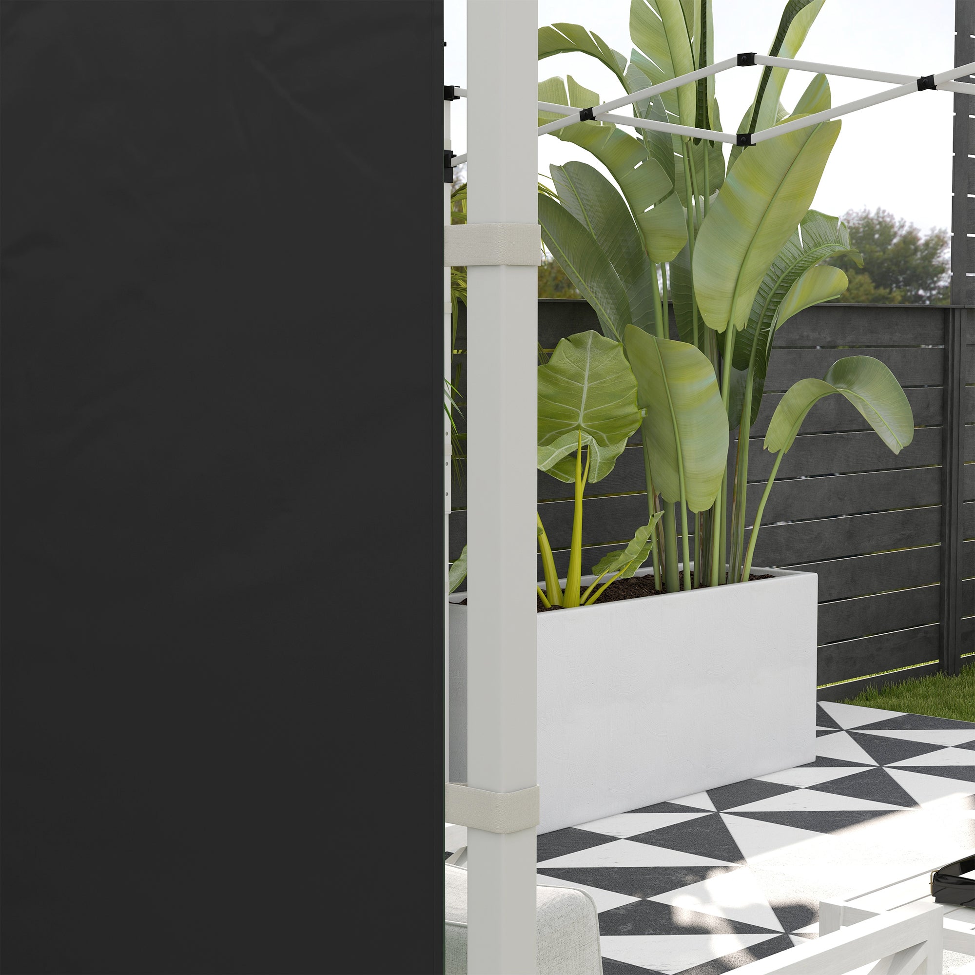 Outsunny Seitenwände für 3 x 3/ 3 x 6 m Pavillon, Seitenplanen mit Fenster, Tür, Ersatzwände für Partyzelt, Oxfordstoff, Schwarz