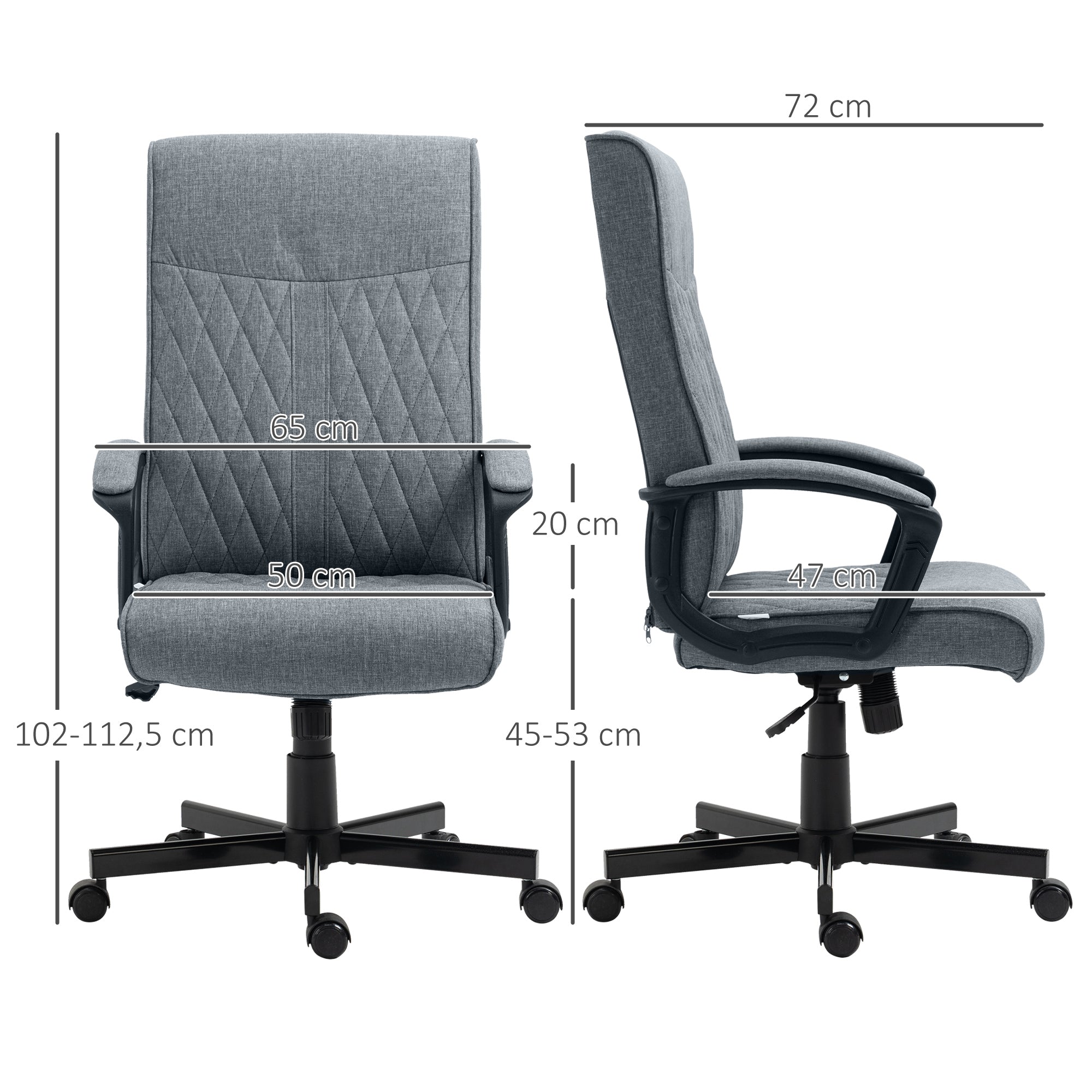 Vinsetto Bürostuhl Computerstuhl, höhenverstellbar, neigbar, ergonomischer Bürostuhl, Grau