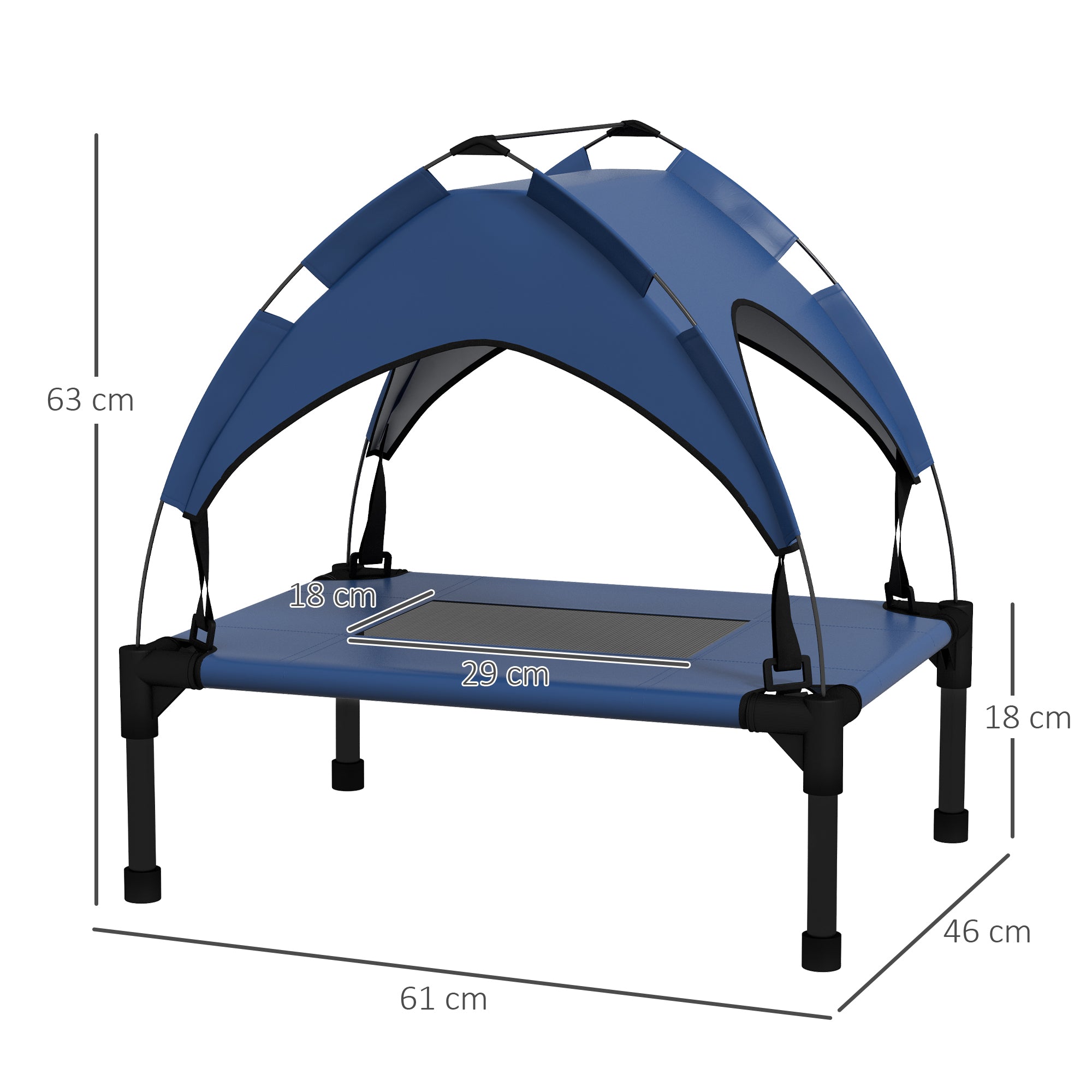 PawHut Hundebett mit Dach, Outdoor, tragbar, wasserabweisend, bis 30 kg, 61 x 46 x 63 cm, Dunkelblau
