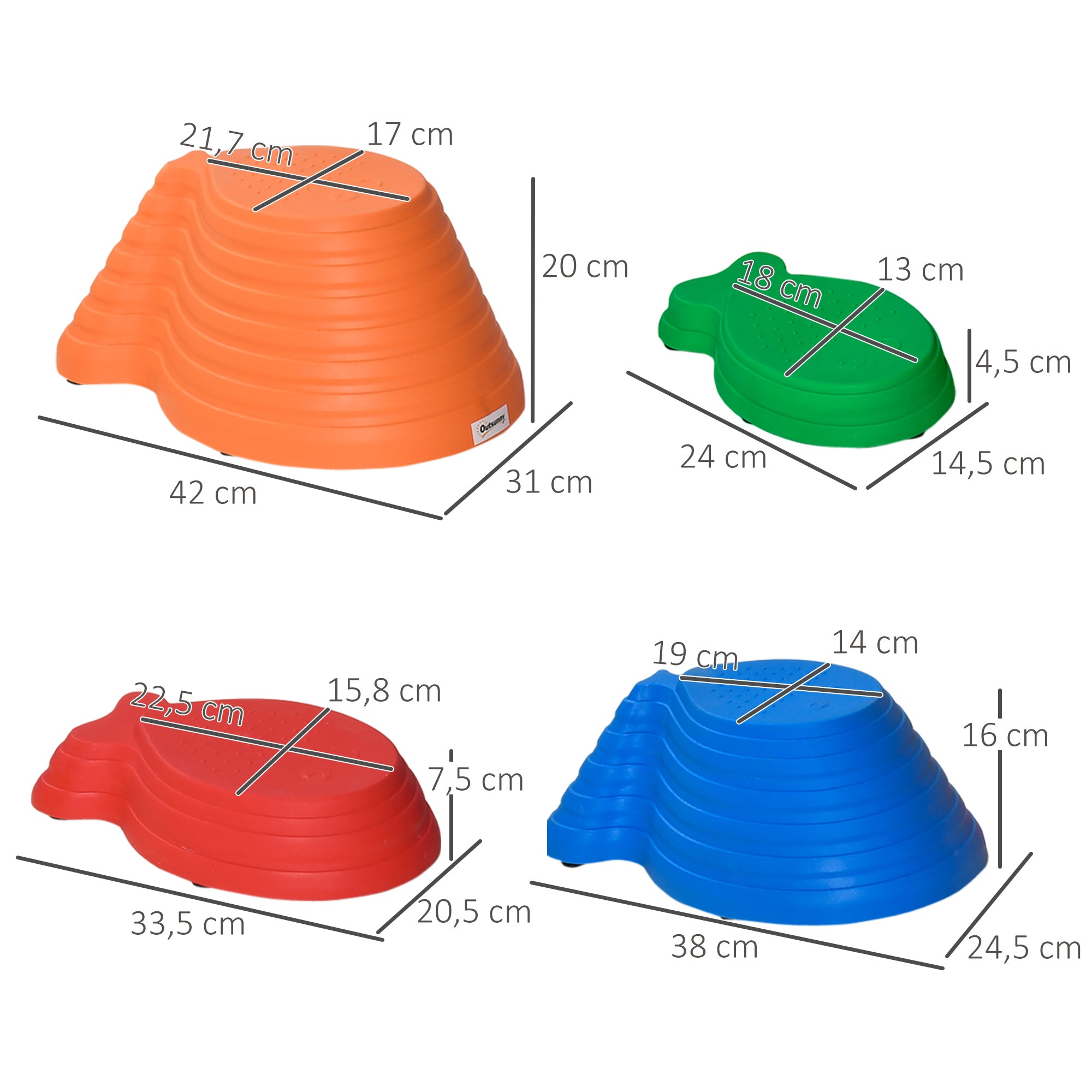 Outsunny Balance-Steine, Trittsteine, 11 Stück, stapelbar, rutschfest, robust, für innen und außen, belastbar bis 100 kg