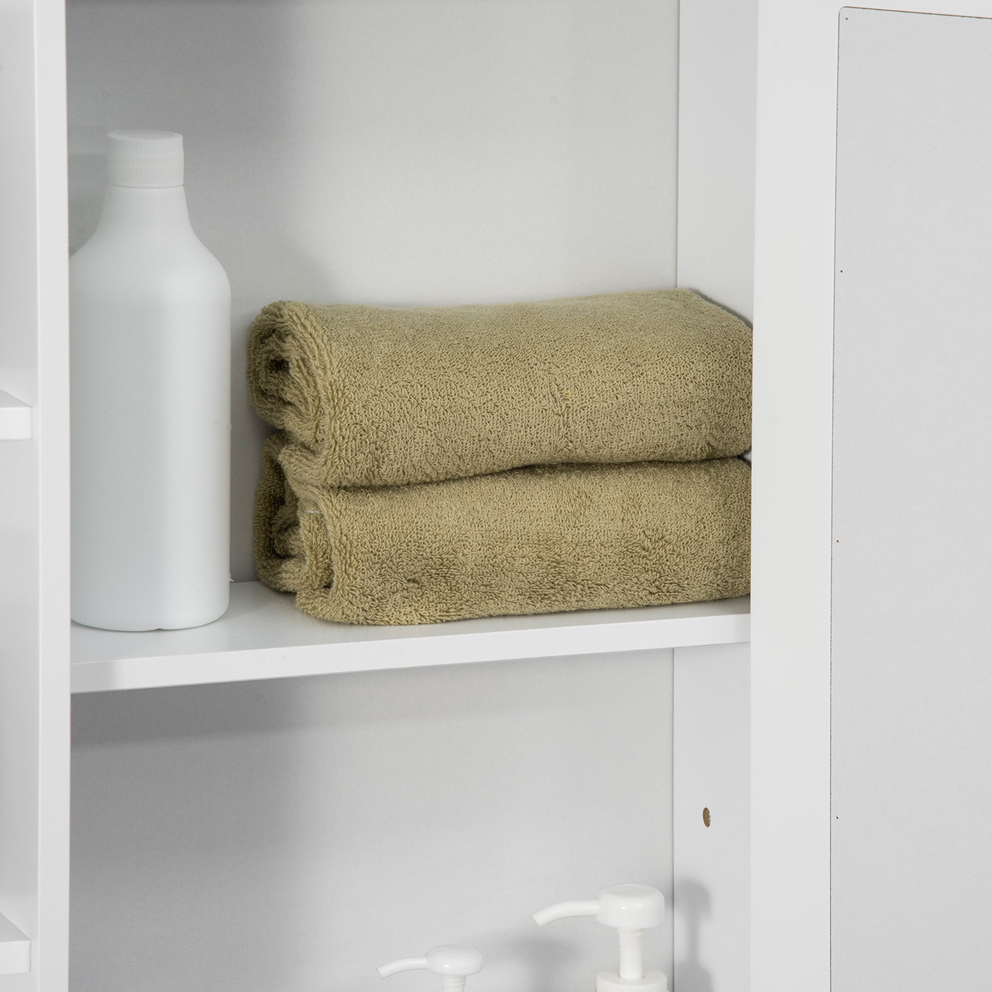 HOMCOM Spiegelschrank Badschrank Badezimmerschrank, 8 Fächer, Spiegeltüren, wasserbeständig, 66 cm x 17 cm x 63 cm, Weiß