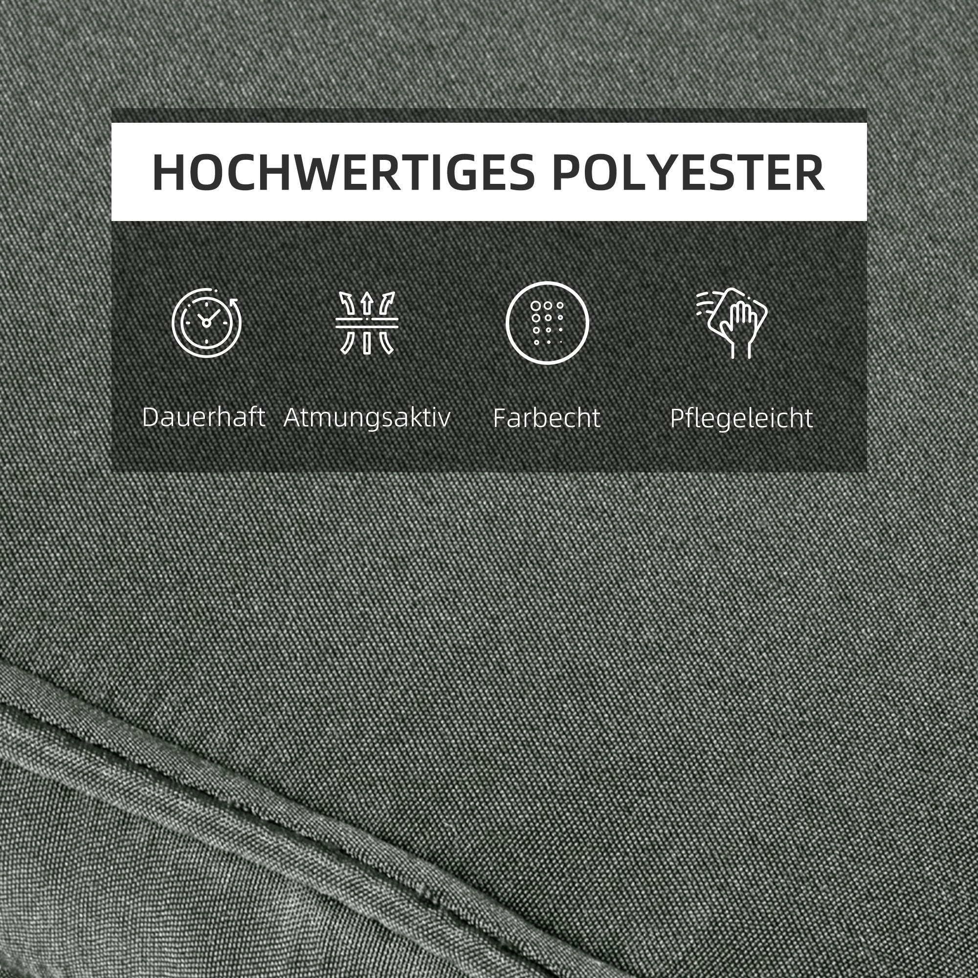 Outsunny Liegenauflage Liegenpolster Gartenliege mit Kopfkissen abnehmbar Bezug Polyester + Baumwollfaser Grau 198 x 53 x 5 cm