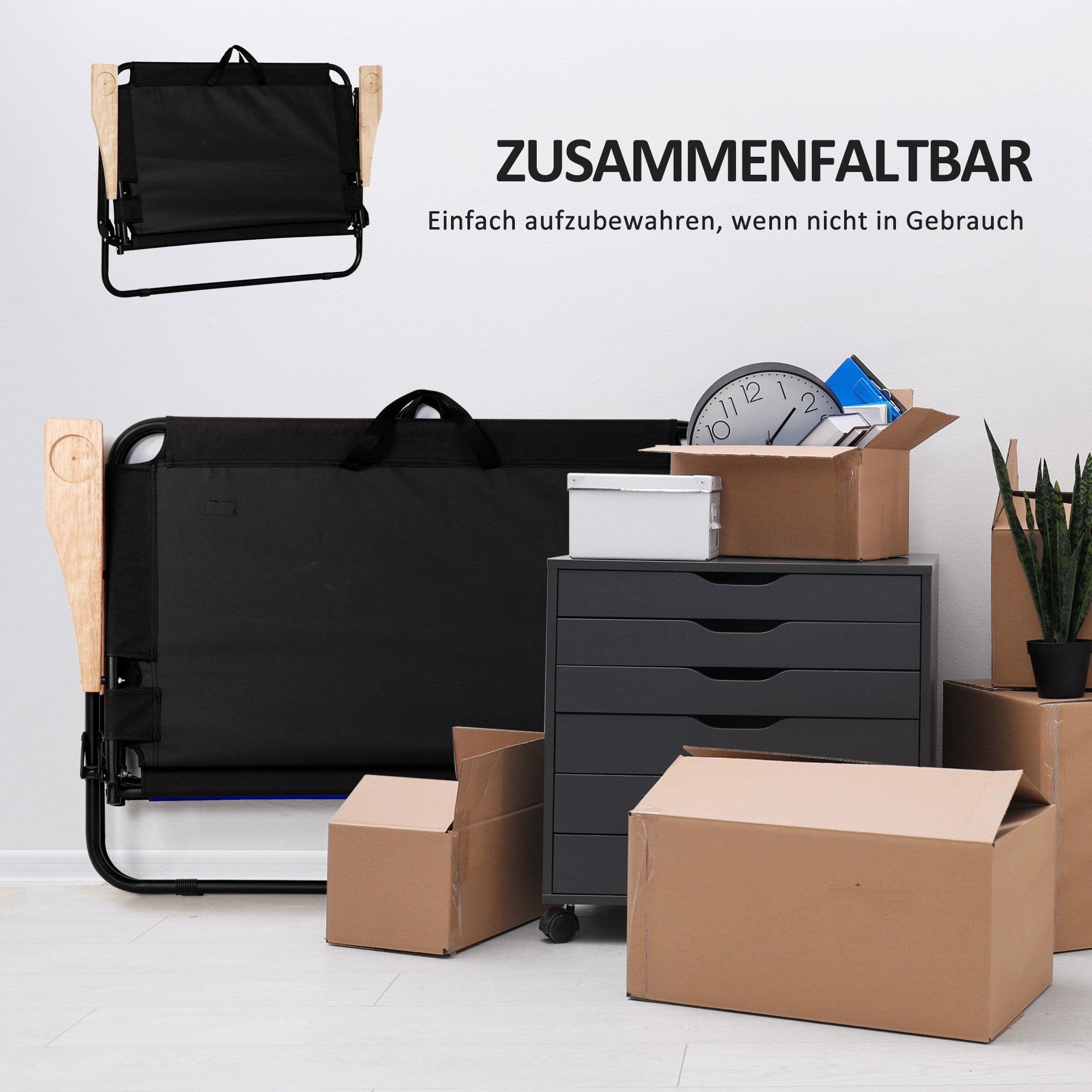 Outsunny 2-Sitzer Campingstuhl, klappbar, mit Getränkehalter, 141 x 67 x 80 cm, Schwarz
