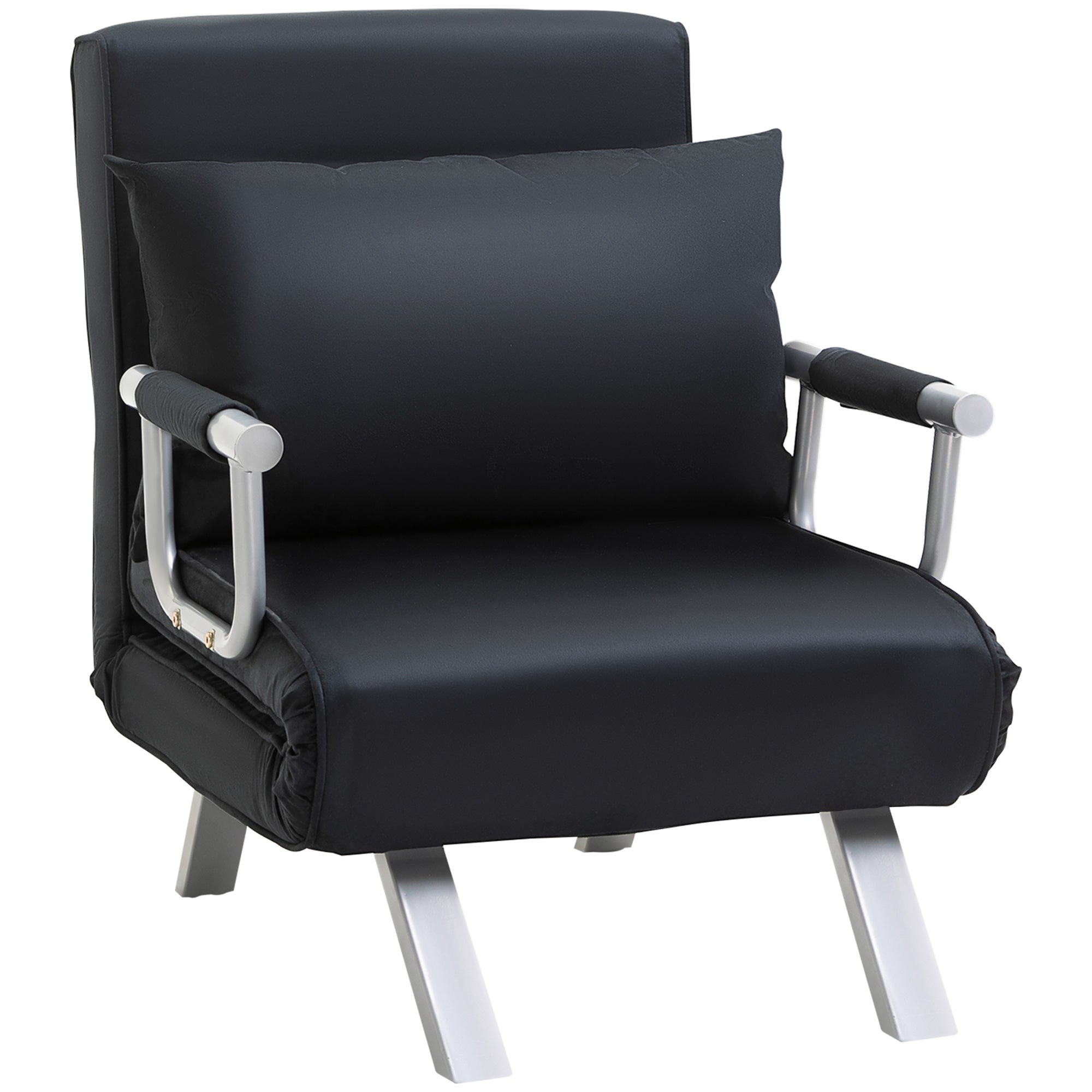 HOMCOM 3-in-1 Schlafsofa, Gästebett, Sessel inklusive Kissen, Schwarz
