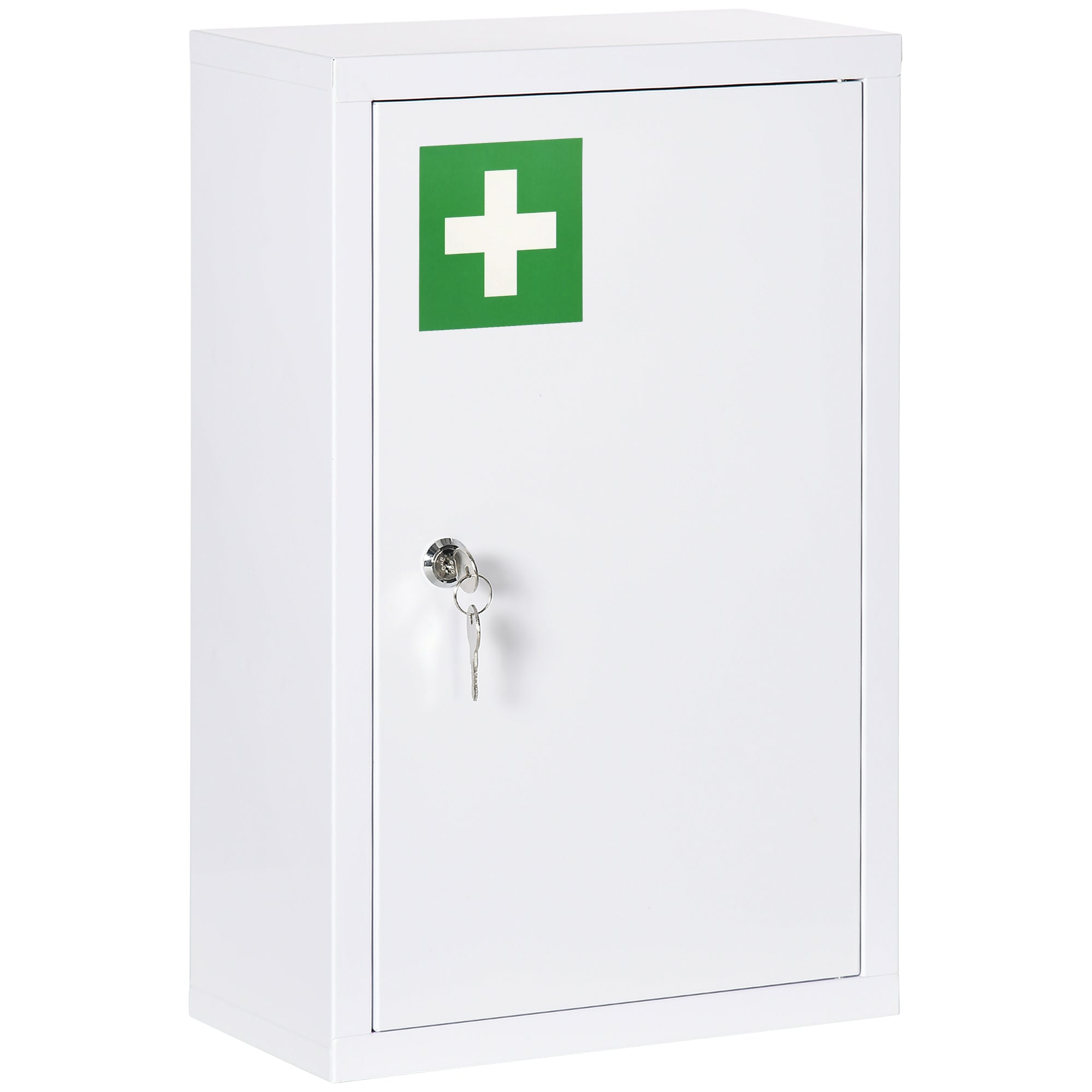 kleankin Medizinschrank abschließbar 3 Fächer weiß