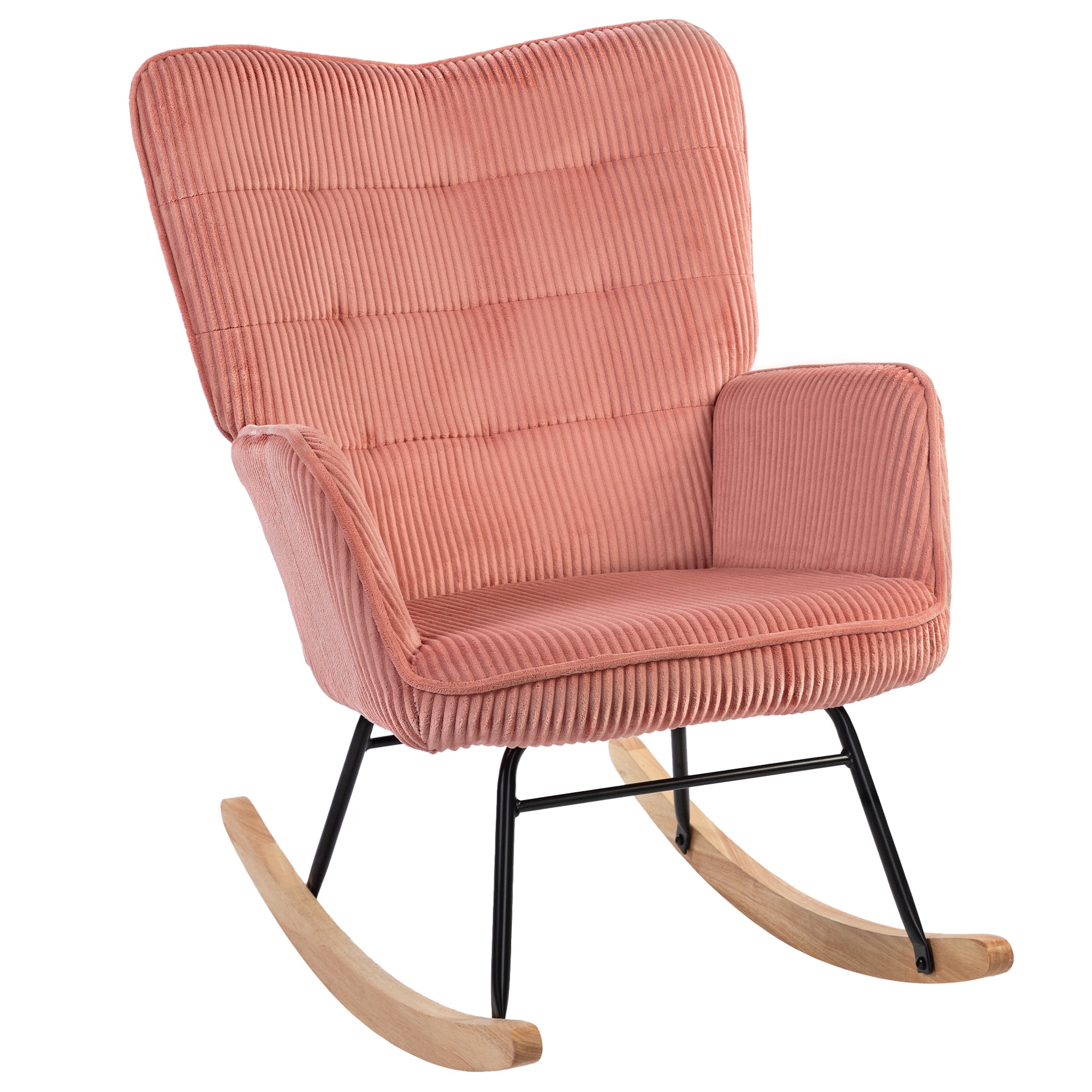 HOMCOM Schaukelstuhl, Relaxsessel, Schaukelsessel, belastbar bis 120 kg, Polyester, 98 x 71 x 101 cm, Rosa