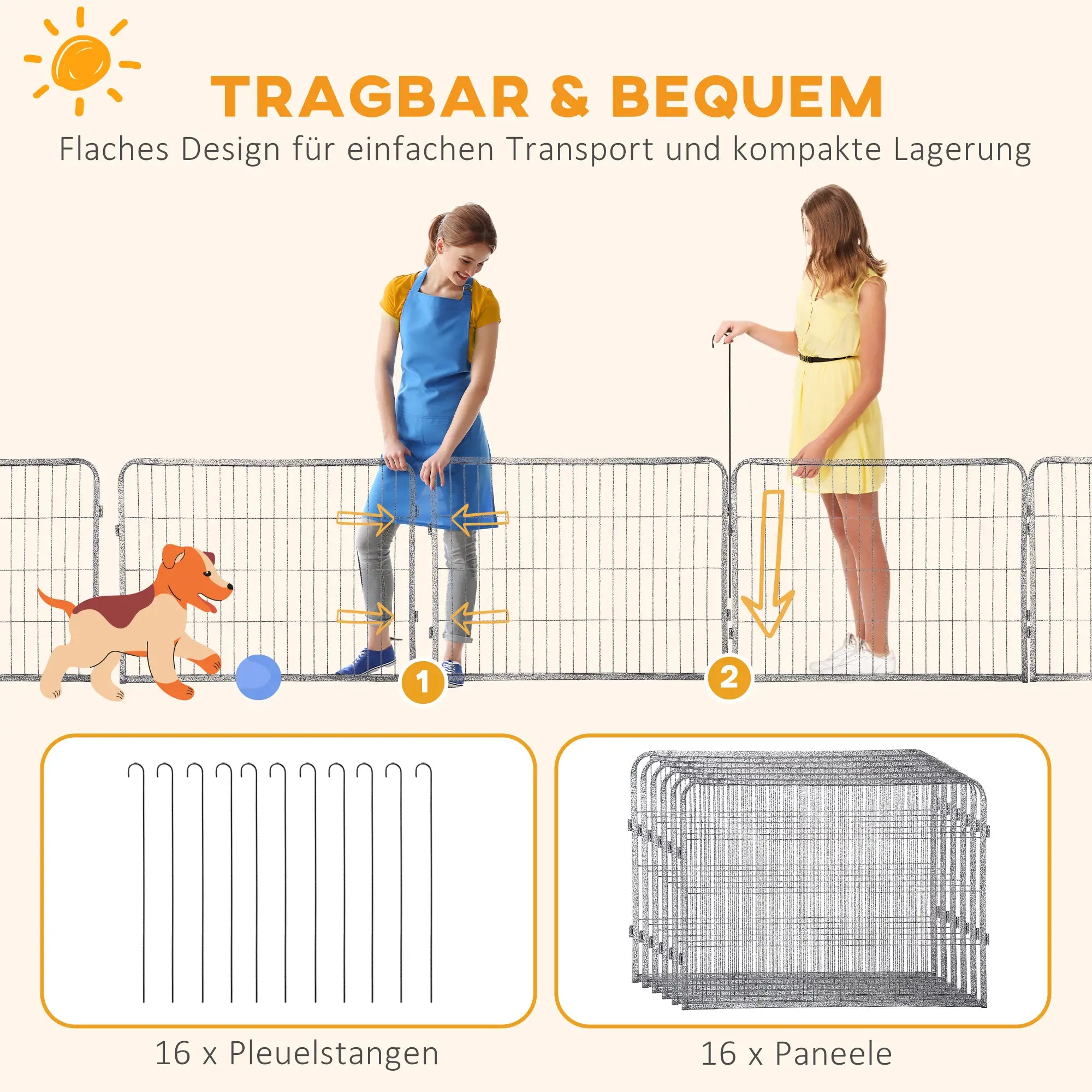PawHut Hundekäfig Laufstall formbar teilbar Indoor Outdoor