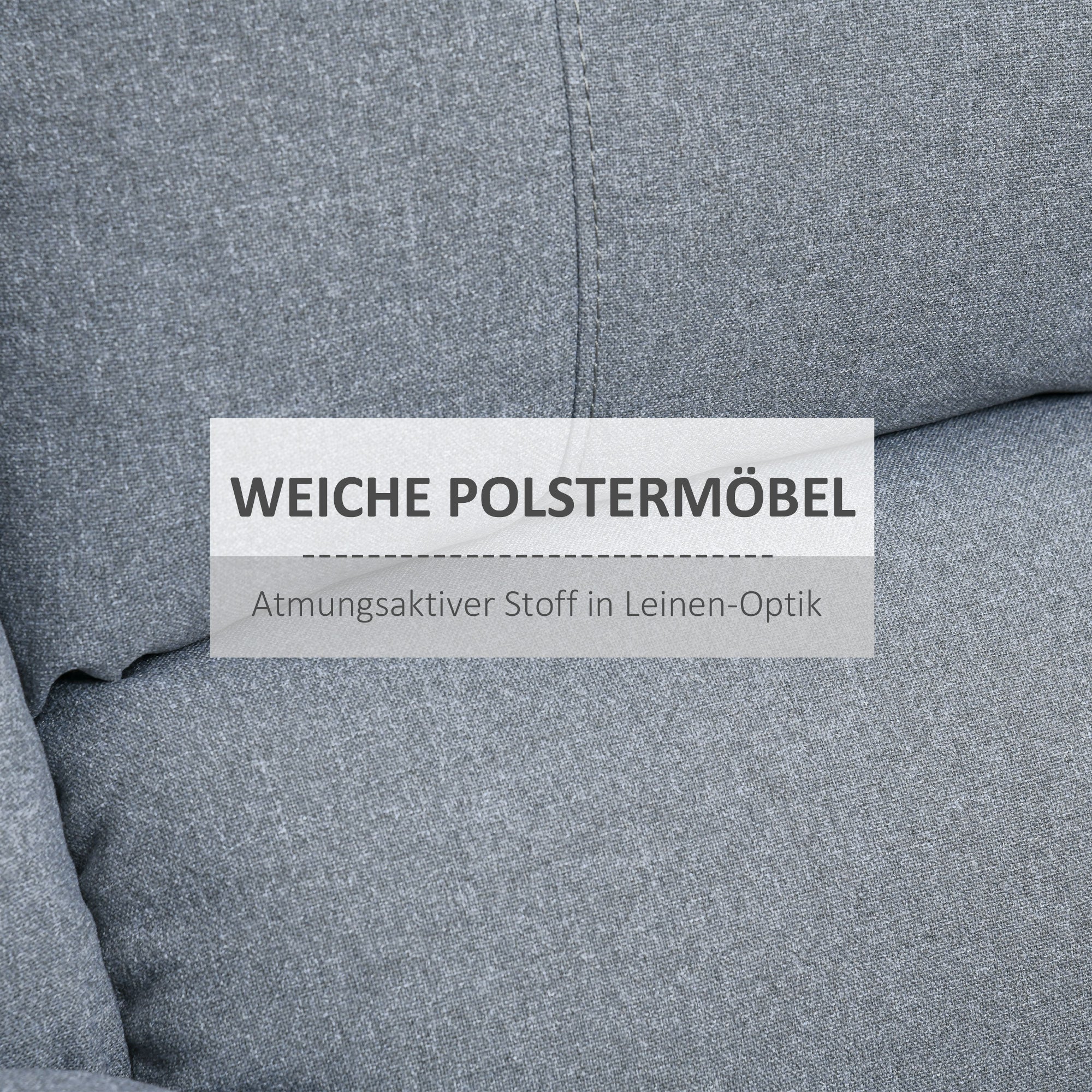 HOMCOM Relaxsessel Manuell Fernsehsessel mit Liegefunktion, Leinenoptik, TV-Sessel mit Seitengriff, Fußstütze, bis 150 kg Belastbar, für Wohnzimmer, Hellgrau