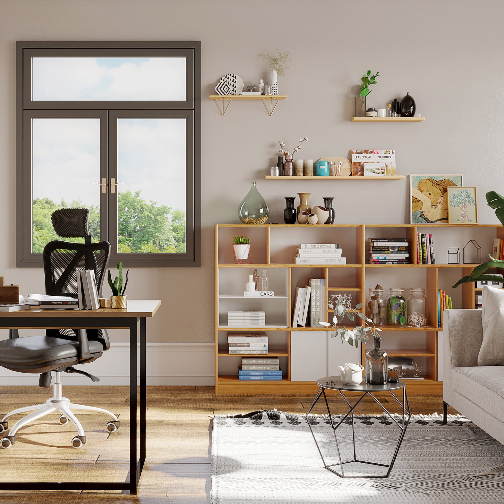 HOMCOM Couchtisch im Industrie-Design, Couchtisch, Metalltisch, Schwarz