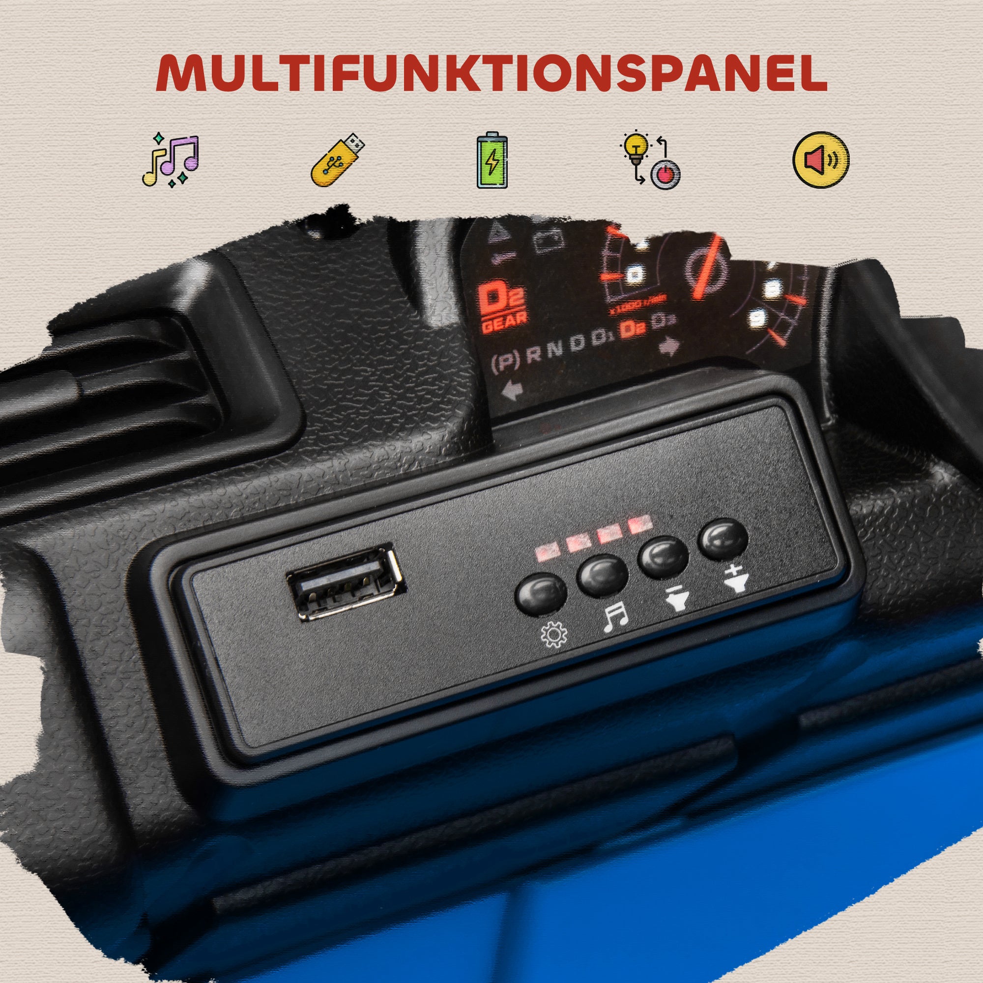 AIYAPLAY 12V Elektrisches Kinderauto, mit Anhänger, LED-Lichtern, Musik und Hupe, für Kinder im Alter von 3-8 Jahren, Hellblau