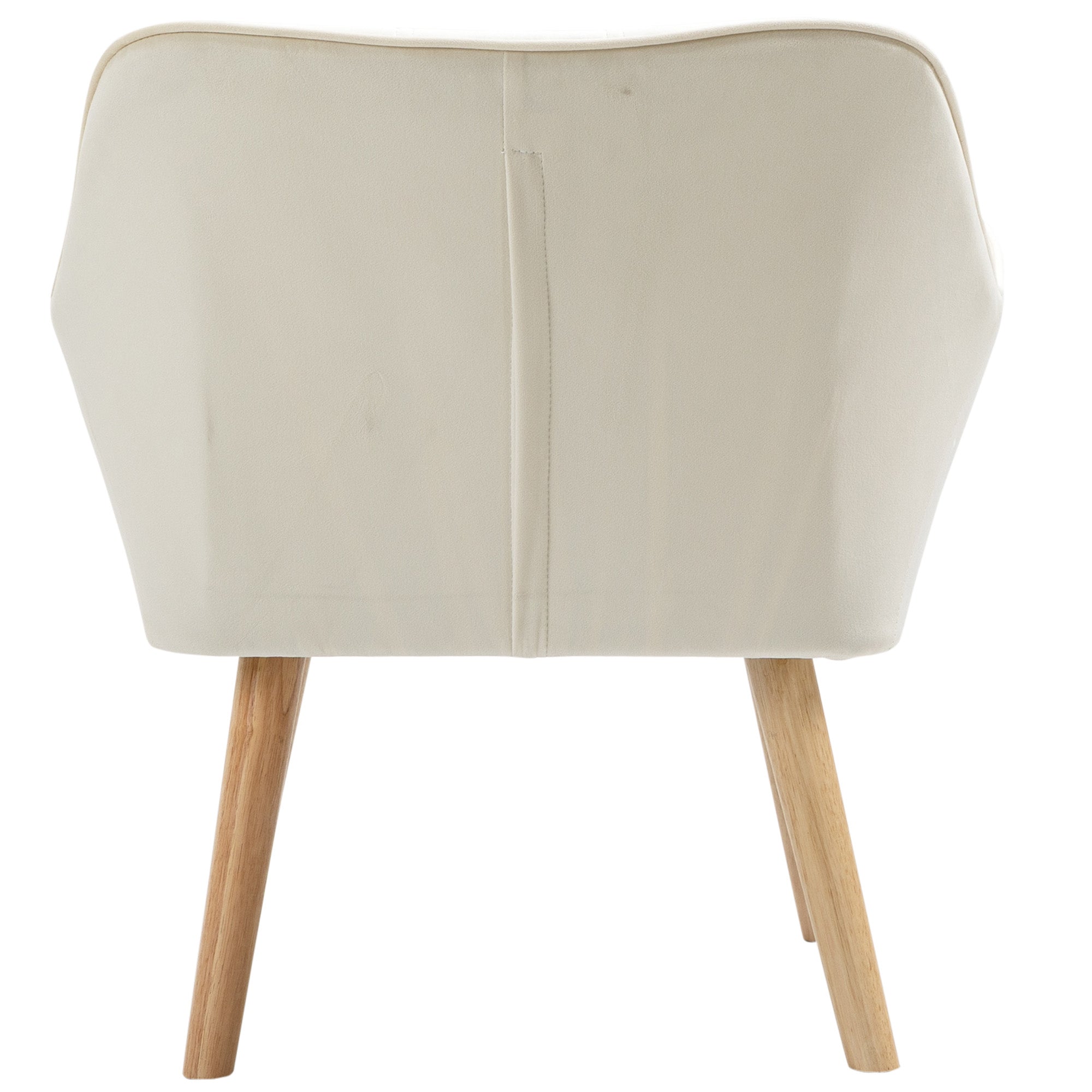 HOMCOM Polstersessel, Akzentsessel, Skandi Design, Samtoptik, bis 120 kg, Kautschukholzbeine, Creme