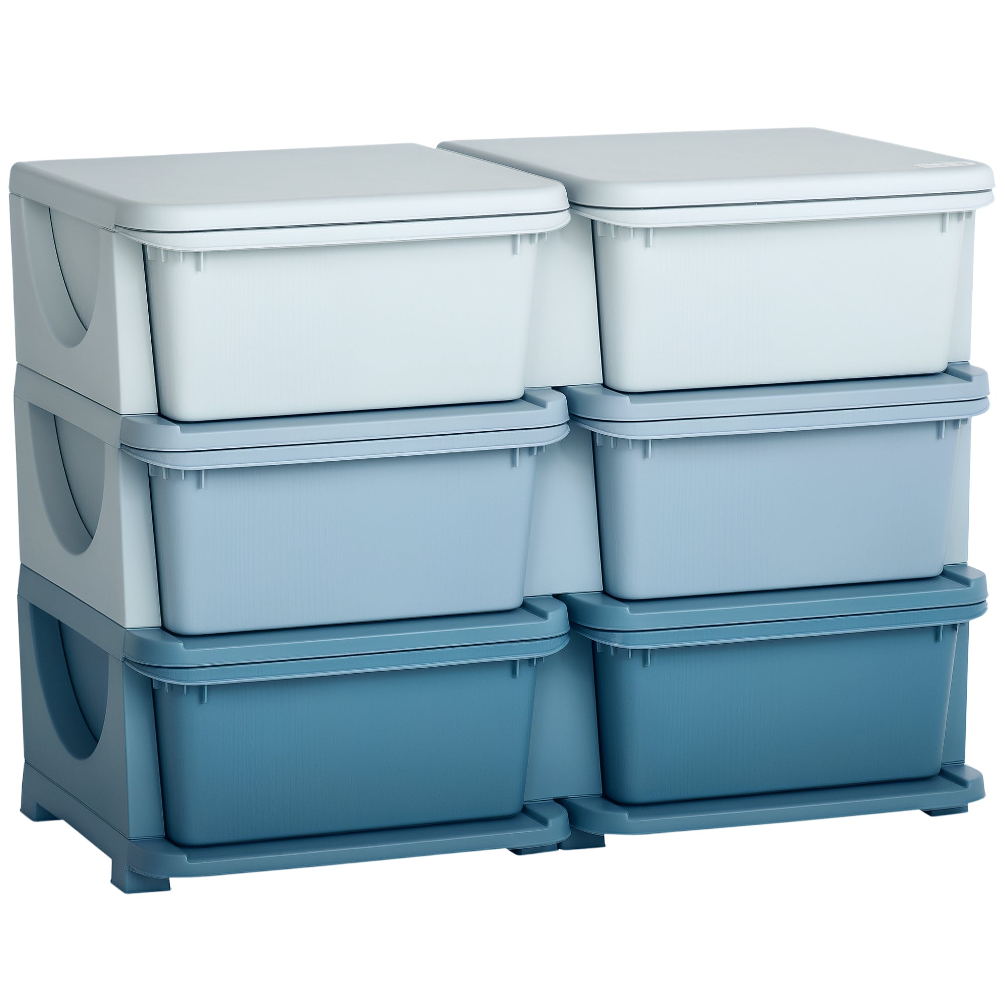 HOMCOM Aufbewahrungsbox für Kinder, Kinder-Aufbewahrungsbox, 3 Schubladen, Blau