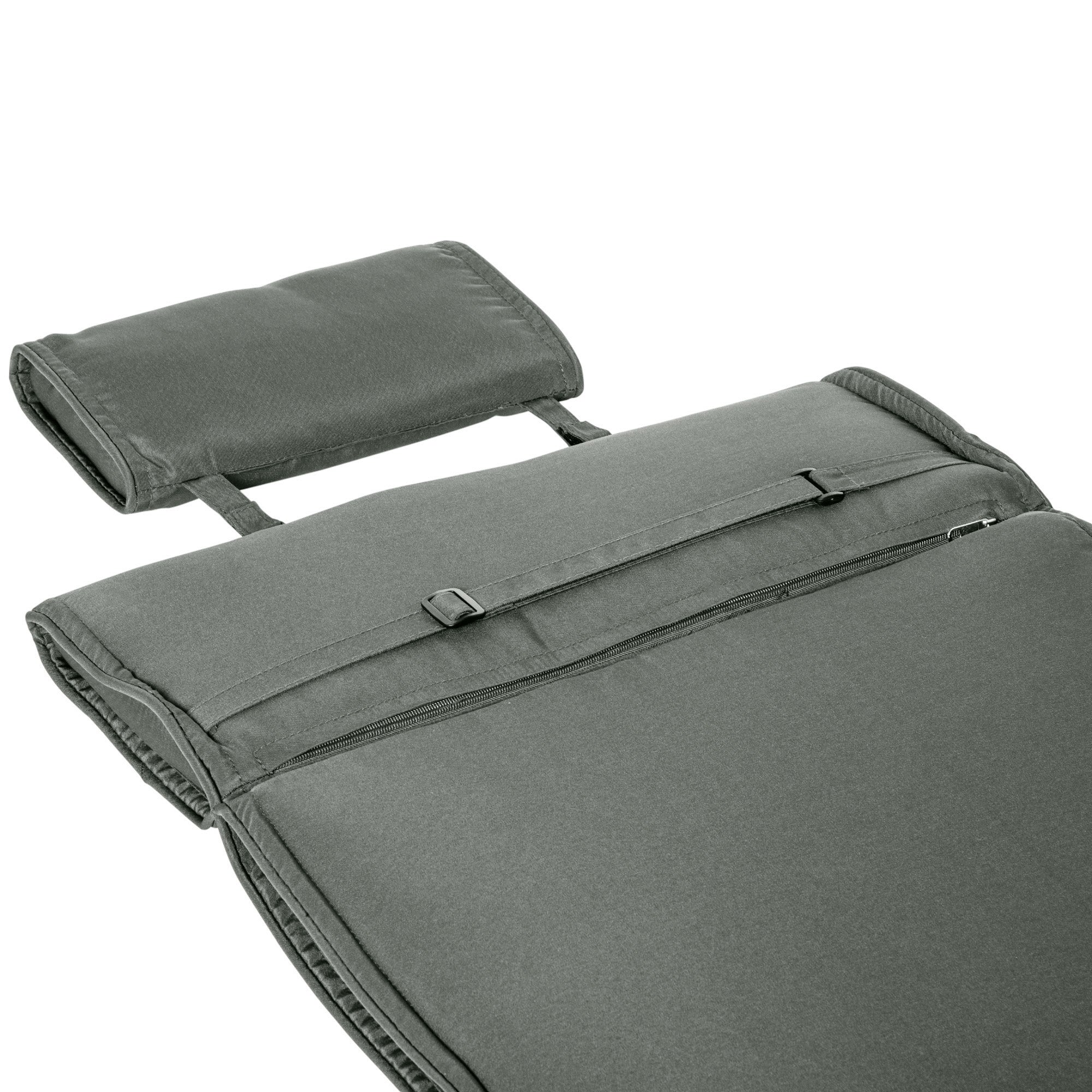 Outsunny Liegenauflage Liegenpolster Gartenliege mit Kopfkissen abnehmbar Bezug Polyester + Baumwollfaser Grau 198 x 53 x 5 cm
