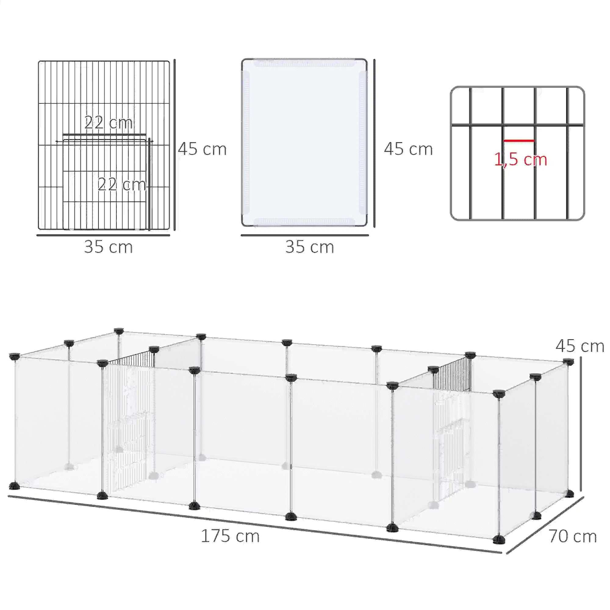 PawHut Kleintierkäfig Meerschweinchengehege modular erweiterbar